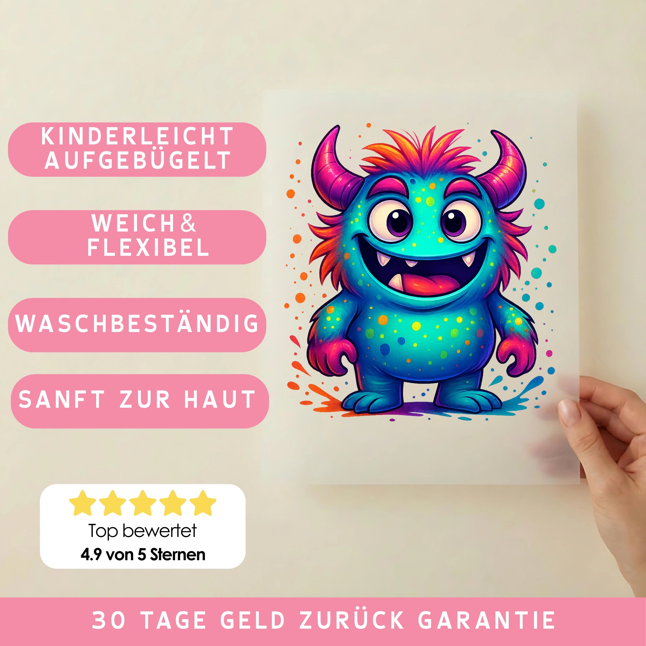 Bügelbild Monster Bunti