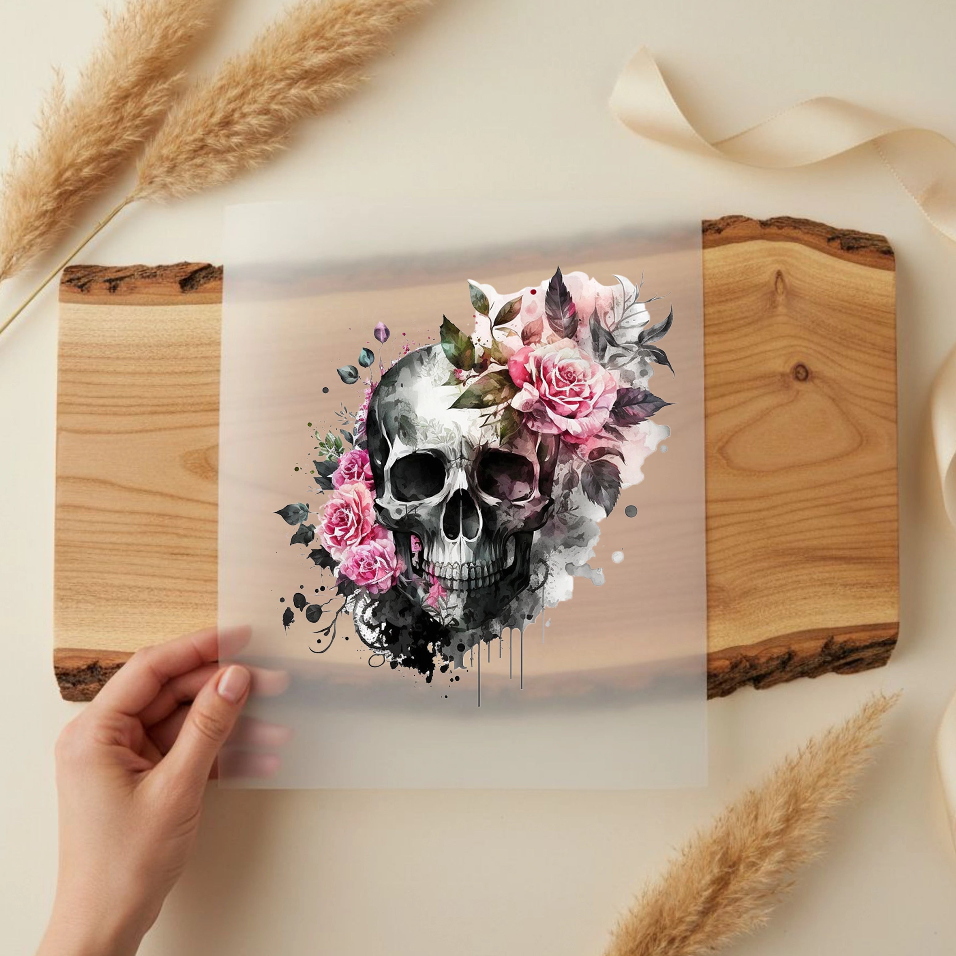 Bügelbild Schädel Ewige Blüte