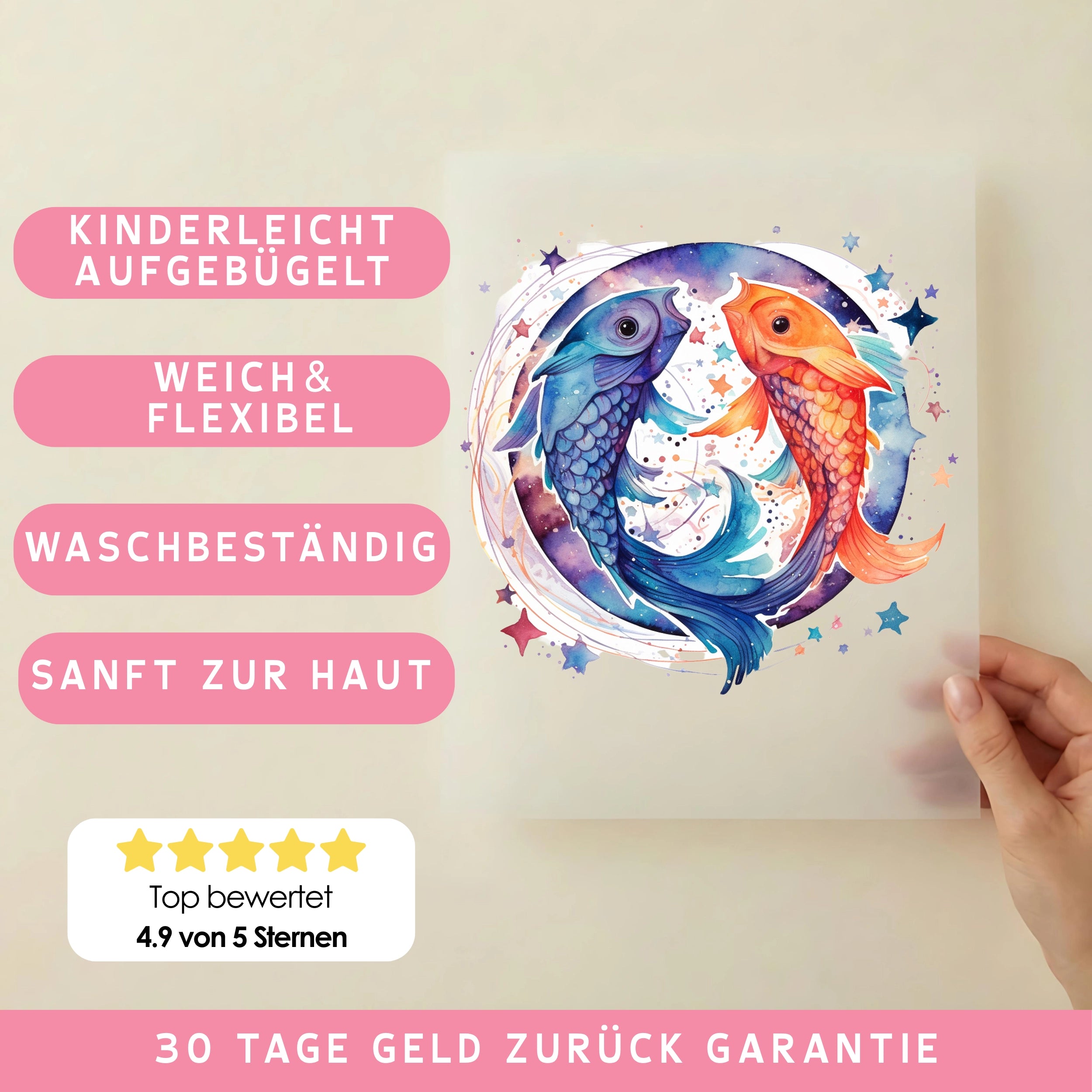 Bügelbild Sternzeichen Fische Bunt