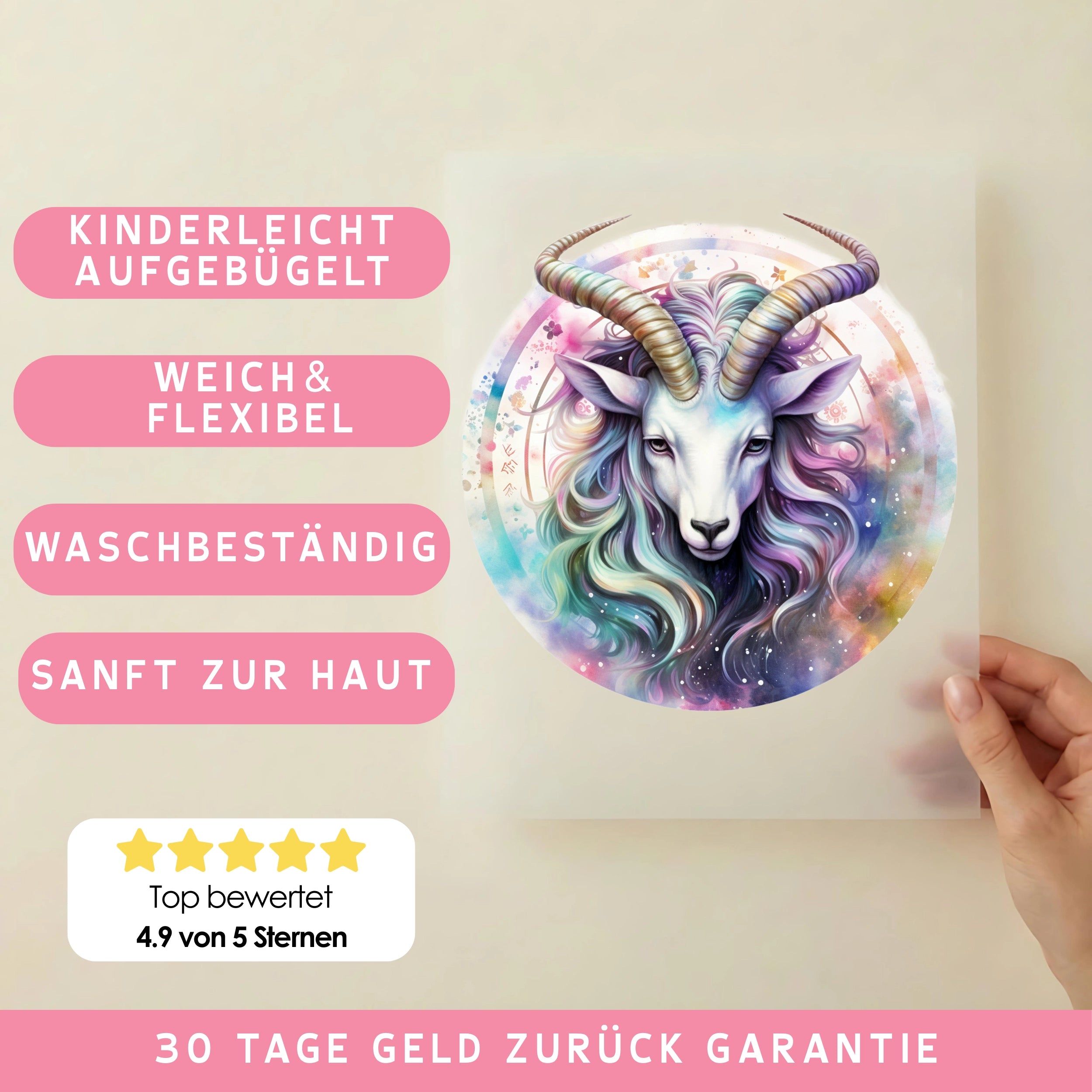 Bügelbild Sternzeichen Steinbock Bunt
