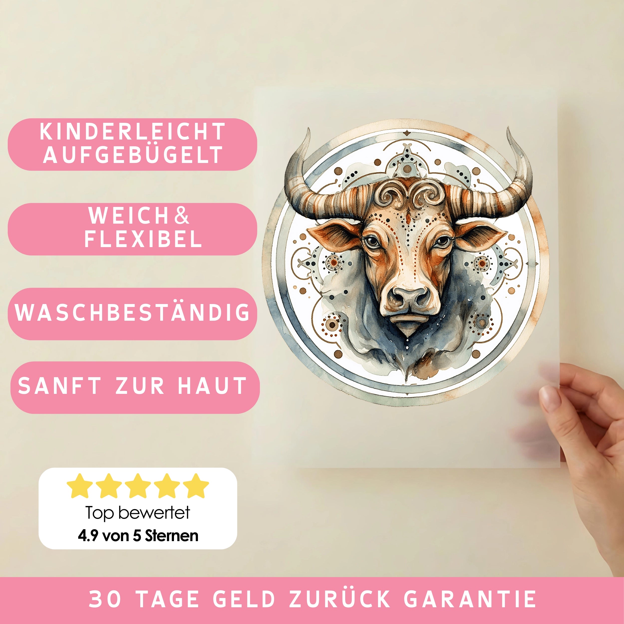 Bügelbild Sternzeichen Stier Bunt
