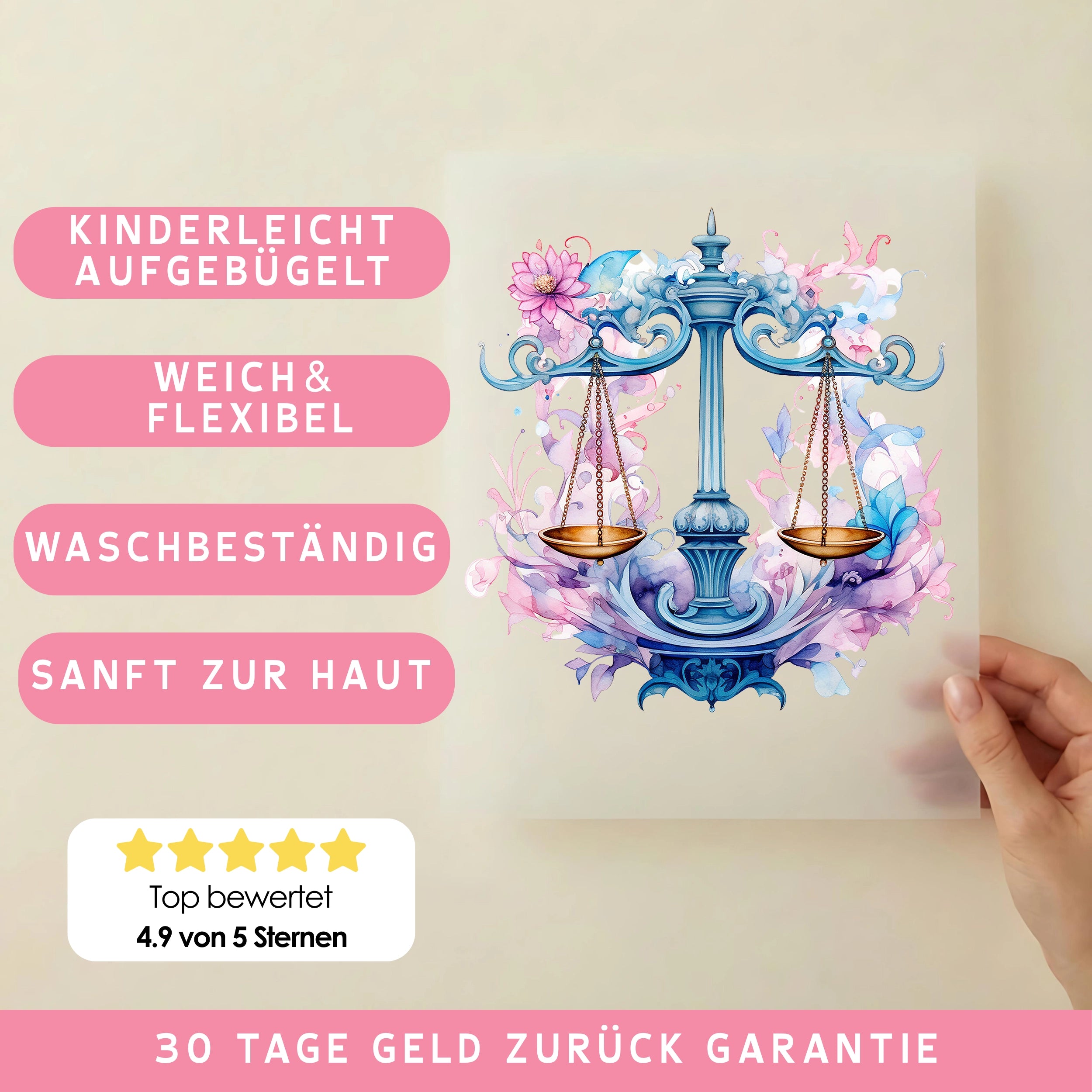 Bügelbild Sternzeichen Waage Bunt