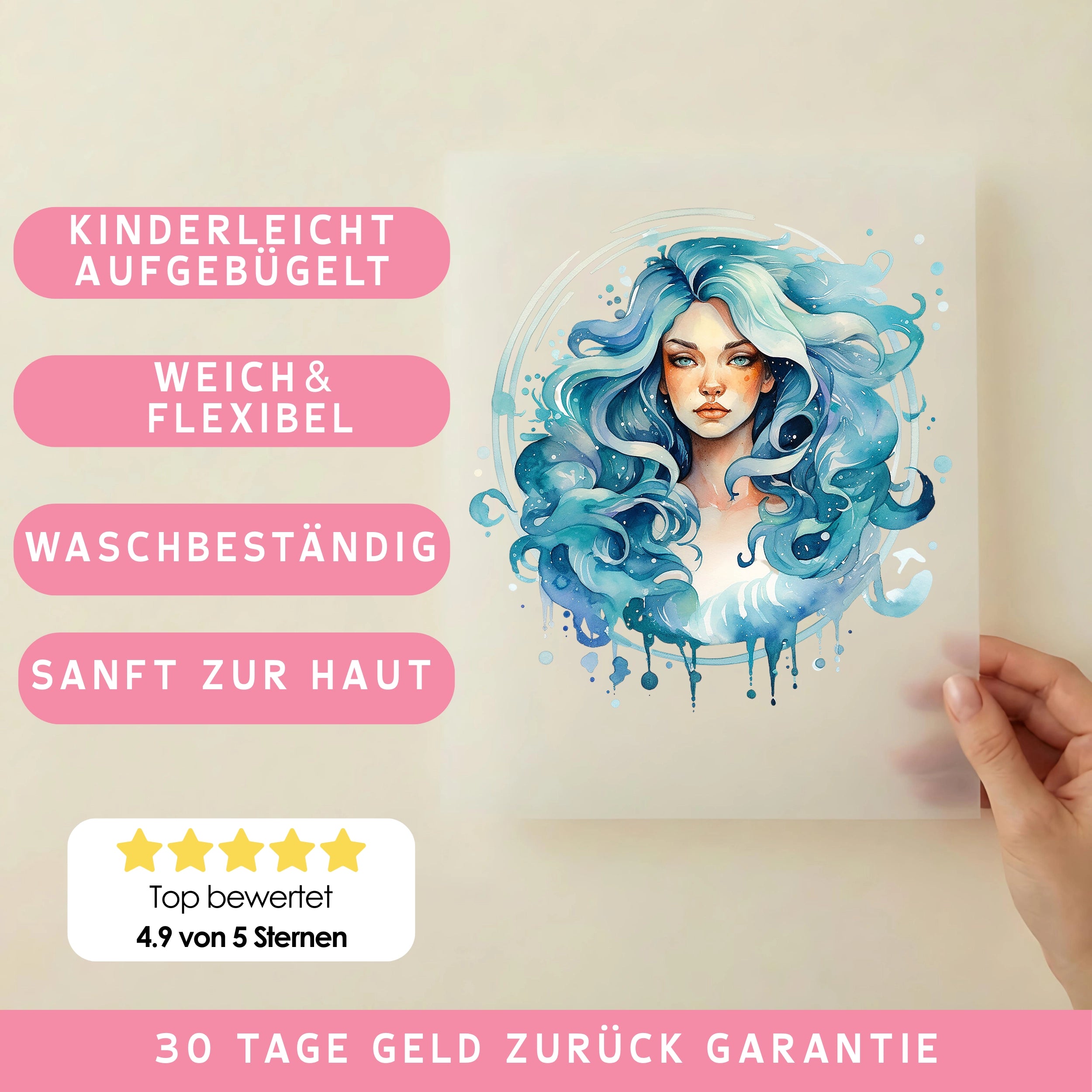 Bügelbild Sternzeichen Wassermann