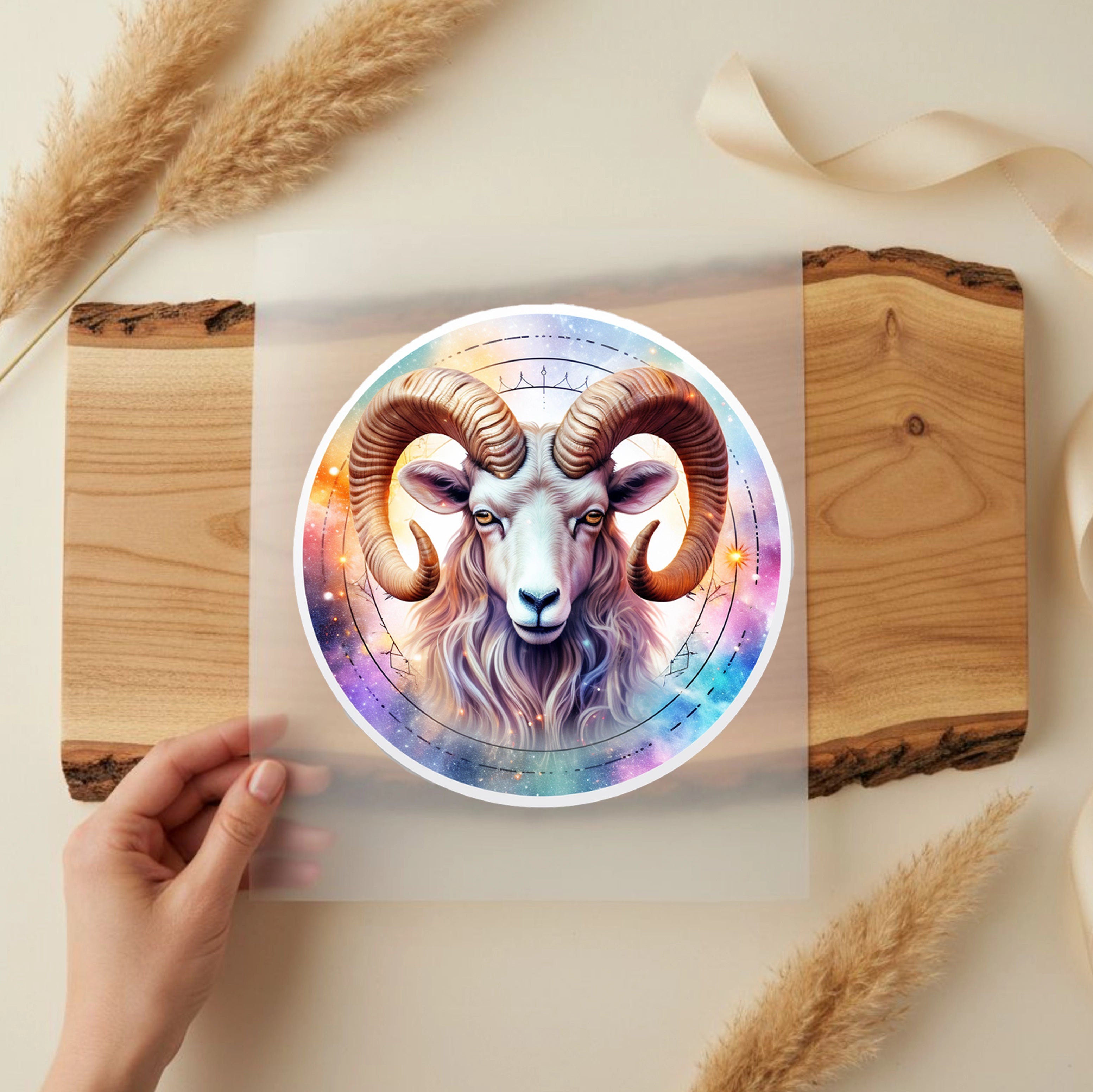 Bügelbild Sternzeichen Widder Bunt