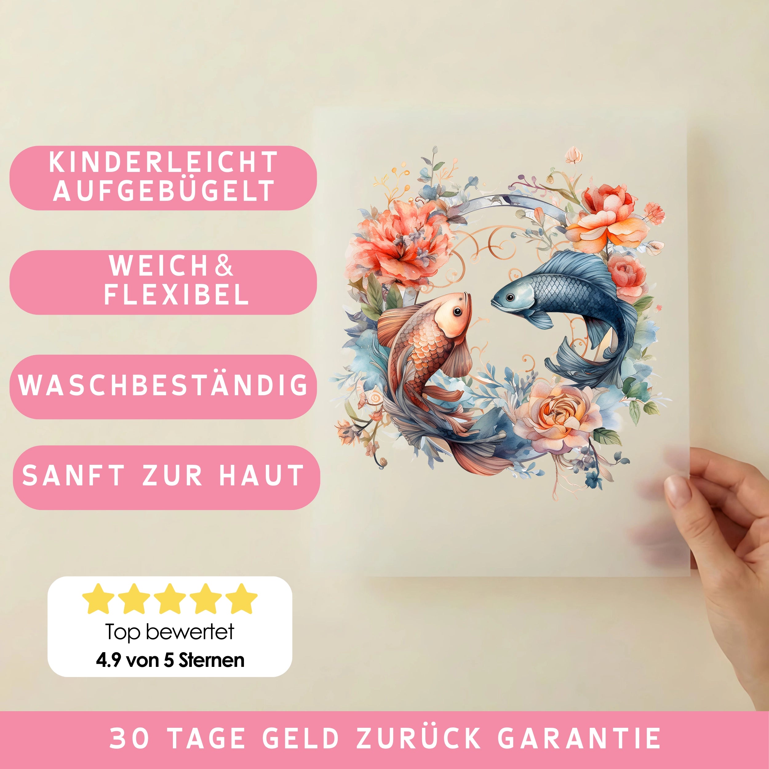 Bügelbild Fische Blütenrausch