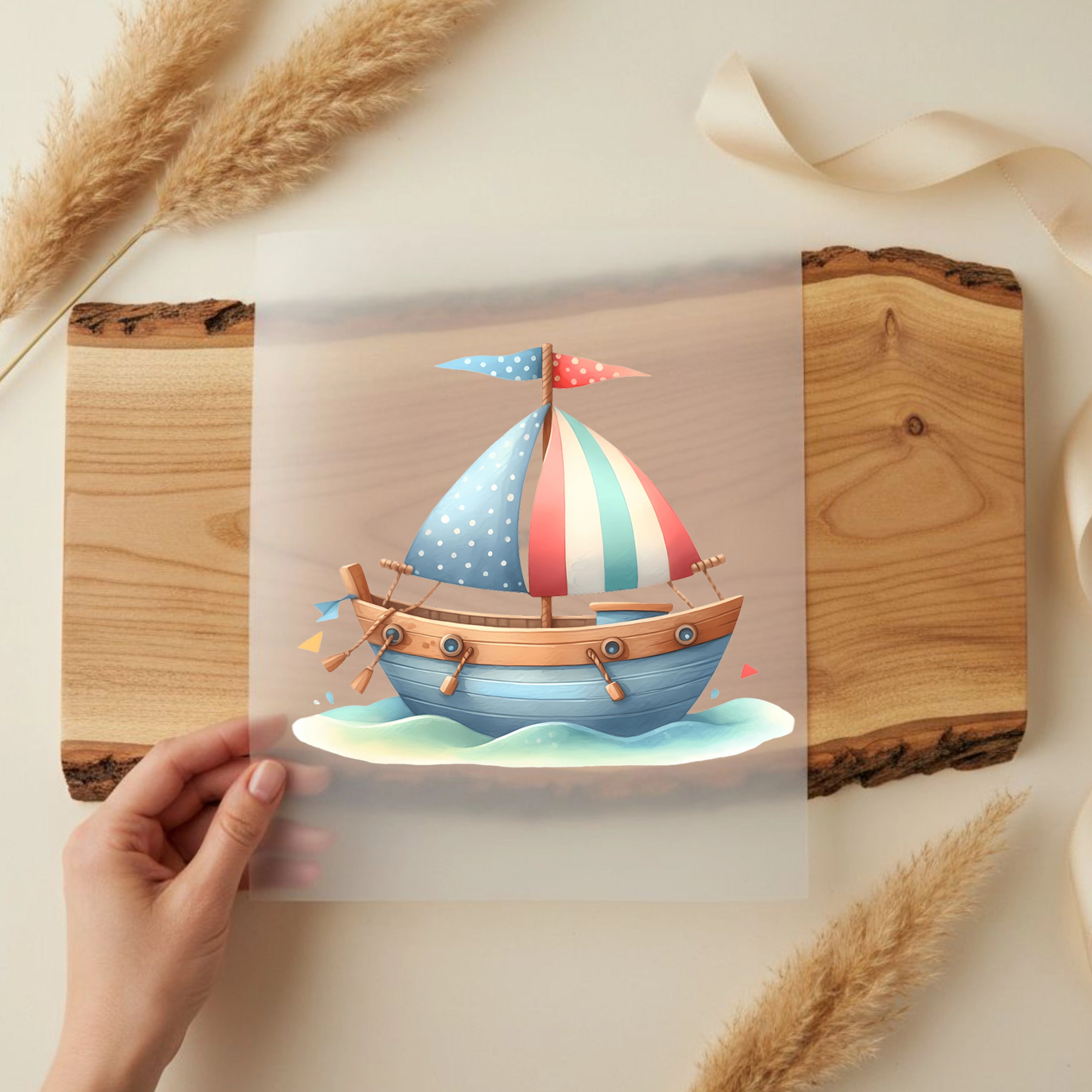 Bügelbild Segelboot Bunte Brise