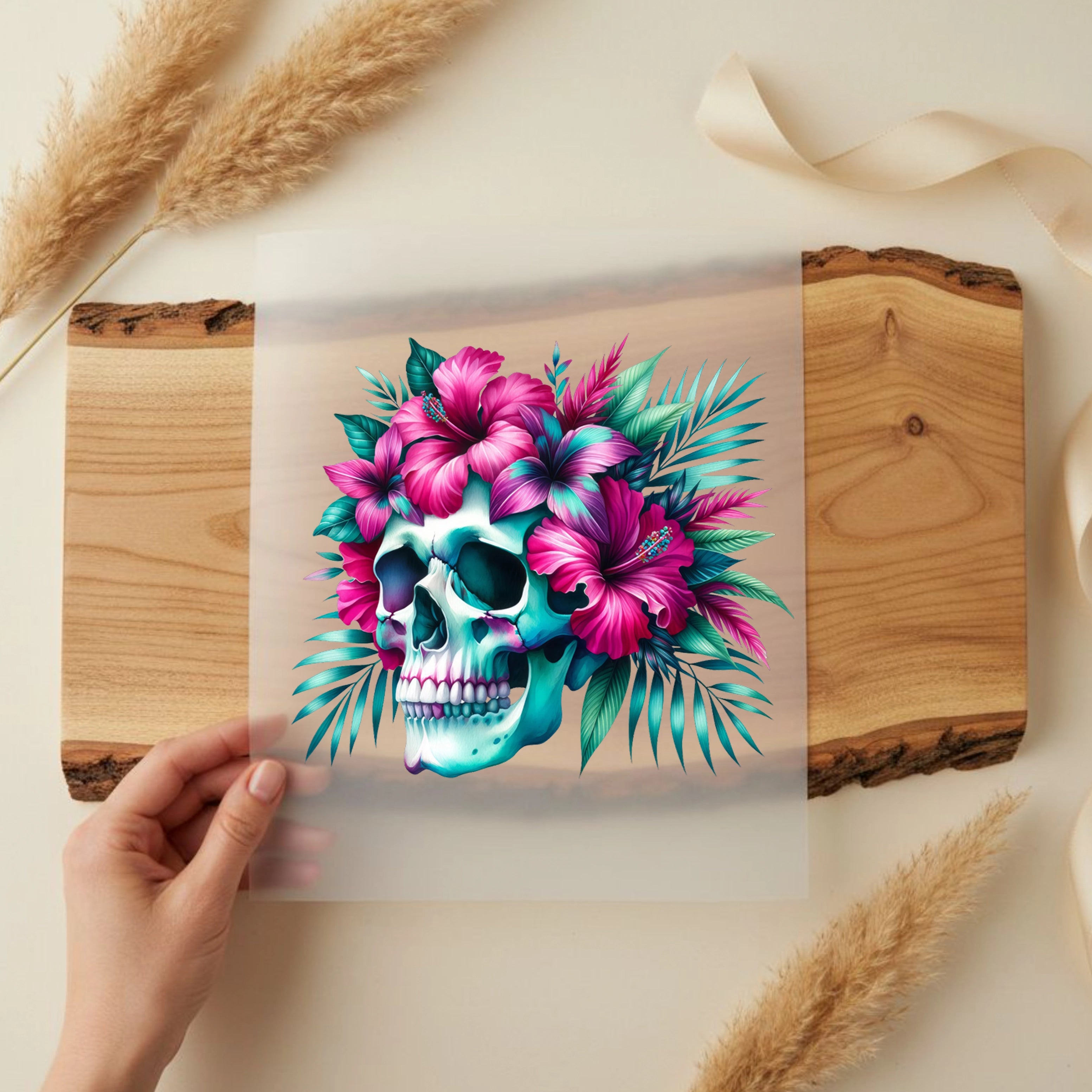 Bügelbild Schädel im Tropenparadies