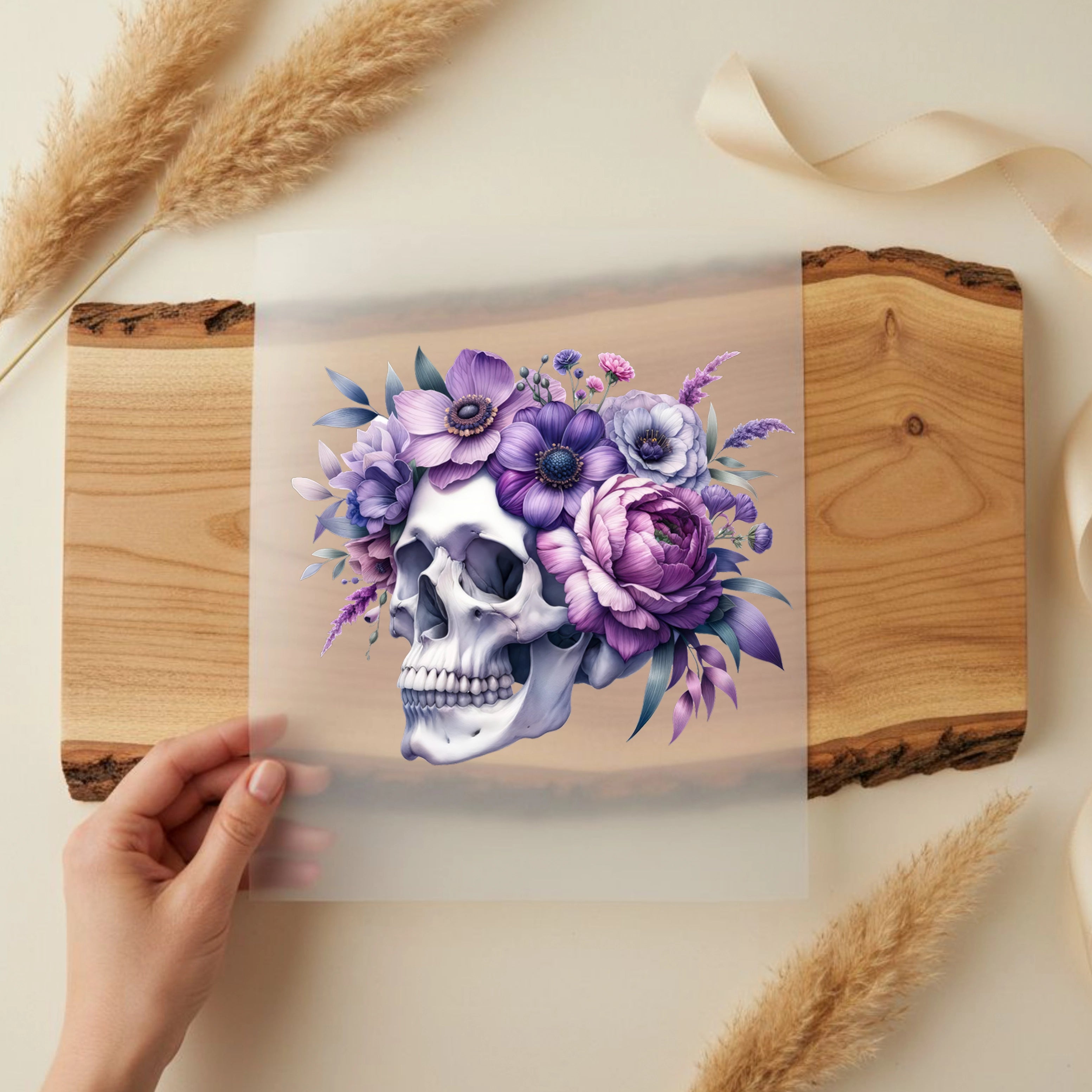 Bügelbild Schädel Lilac Skull