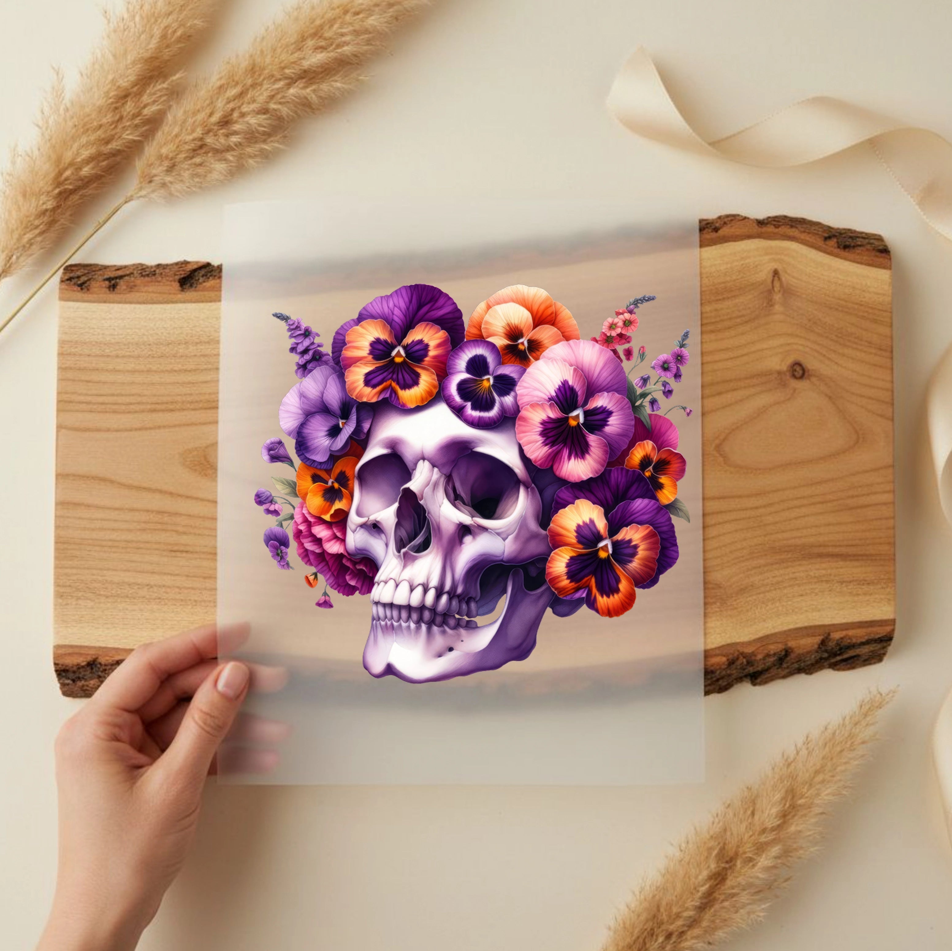 Bügelbild Schädel Viola