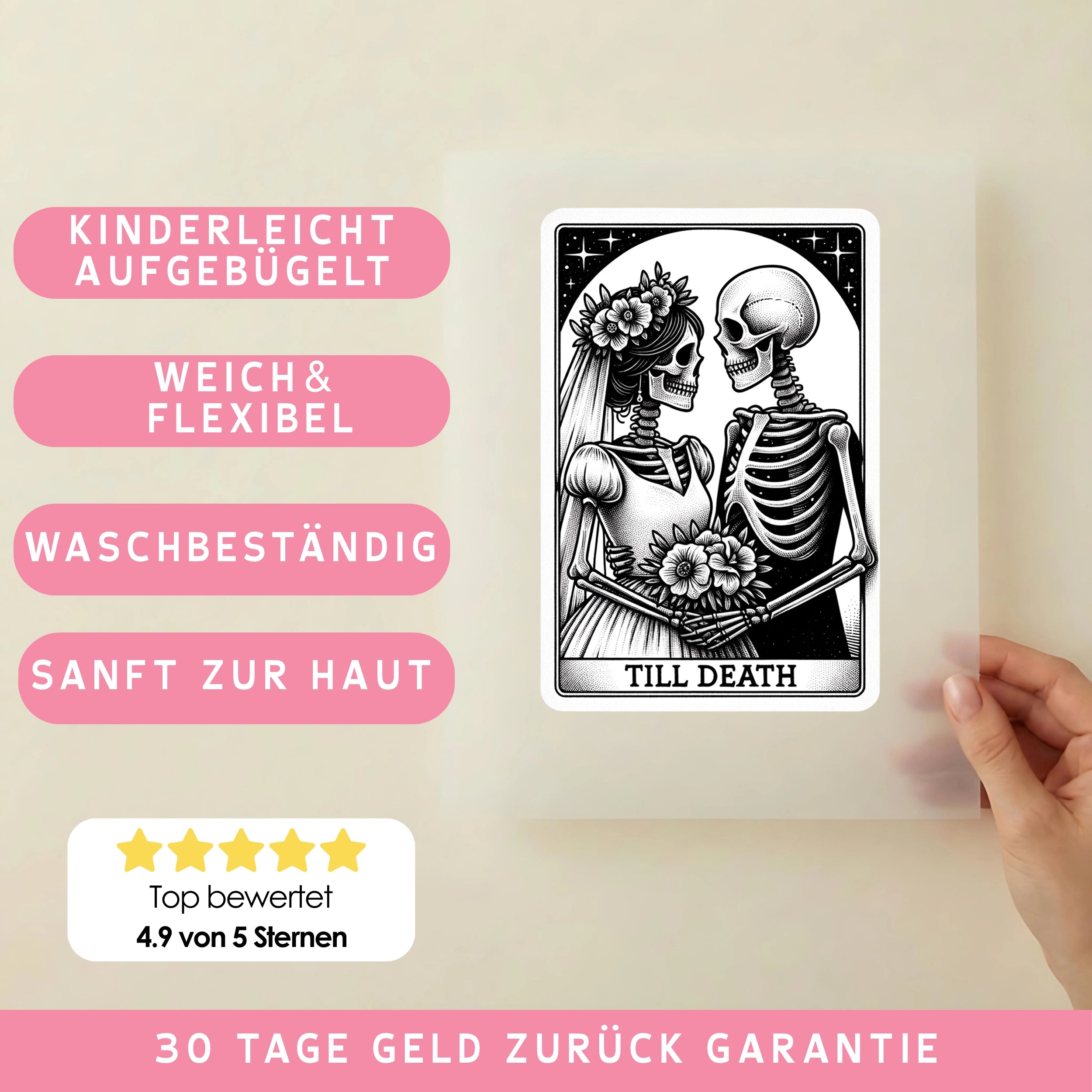 Bügelbild Tarotkarte TILL DEATH