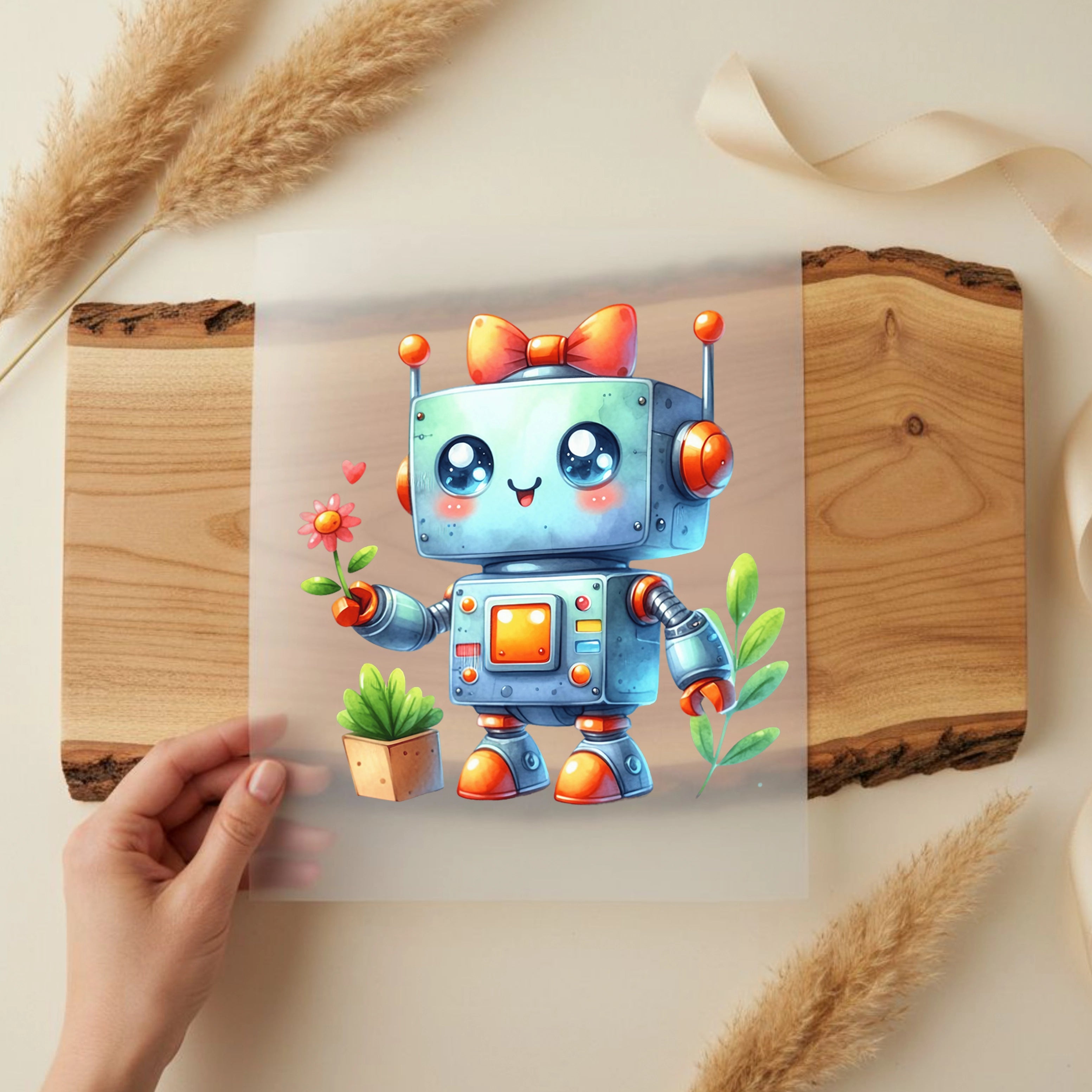 Bügelbild Roboter Gartenzauber Flori