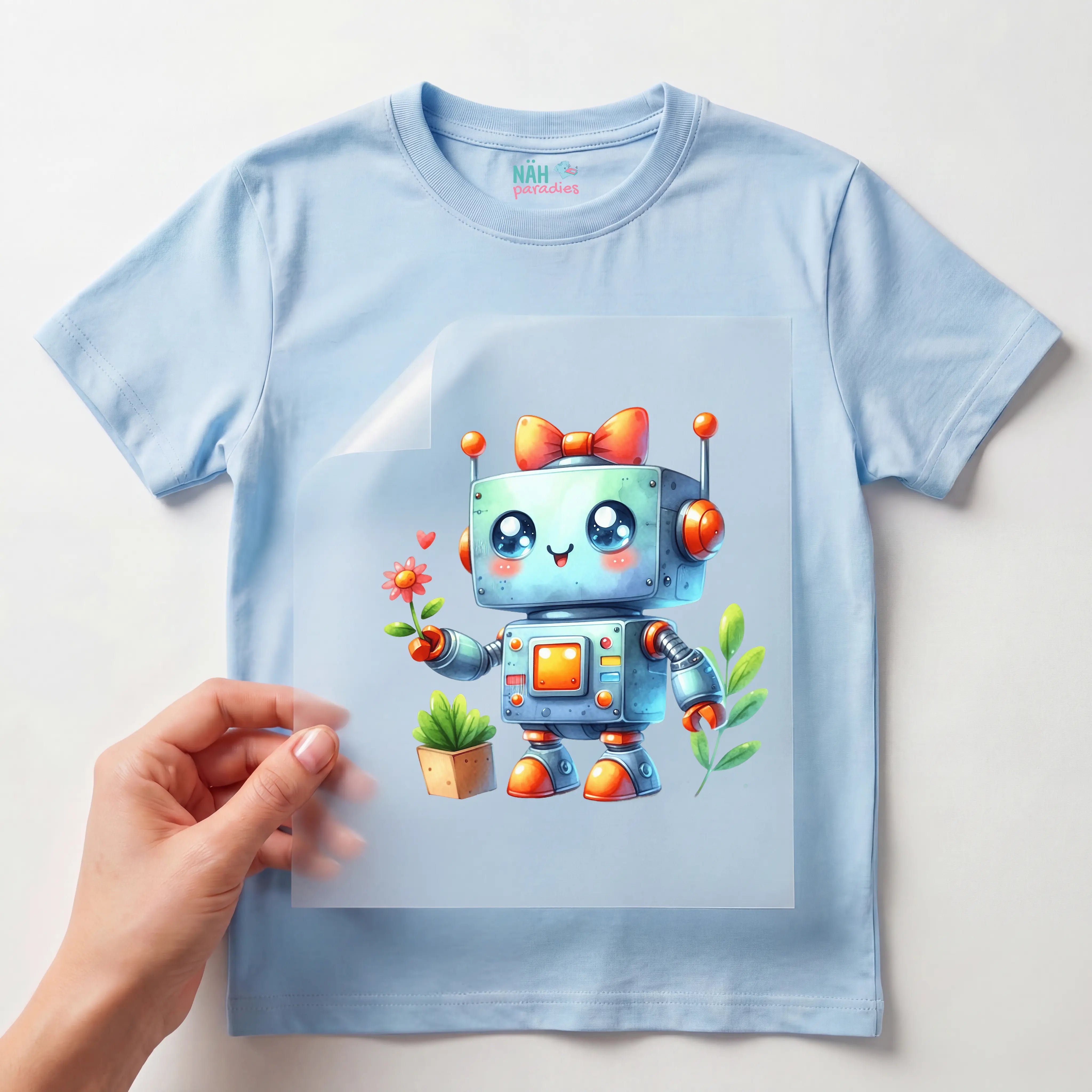 Bügelbild Roboter Gartenzauber Flori