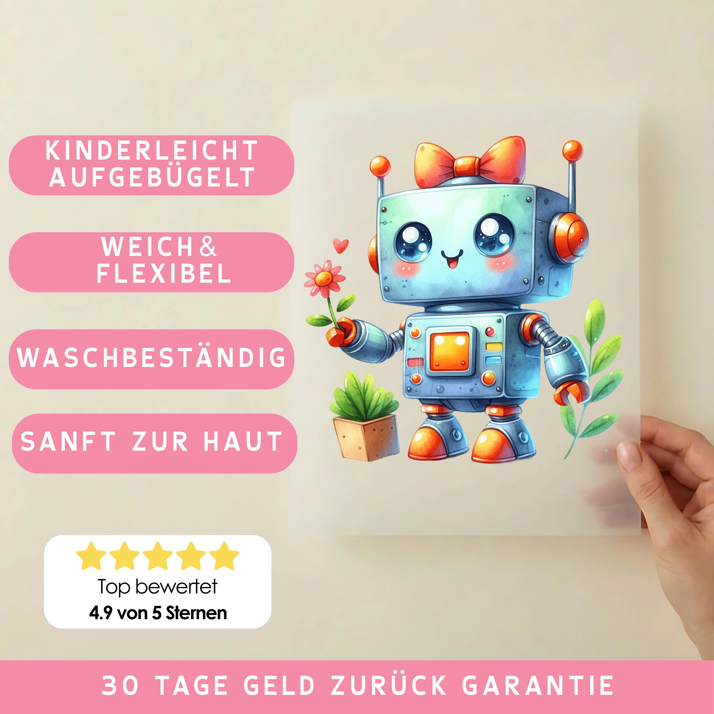 Bügelbild Roboter Gartenzauber Flori