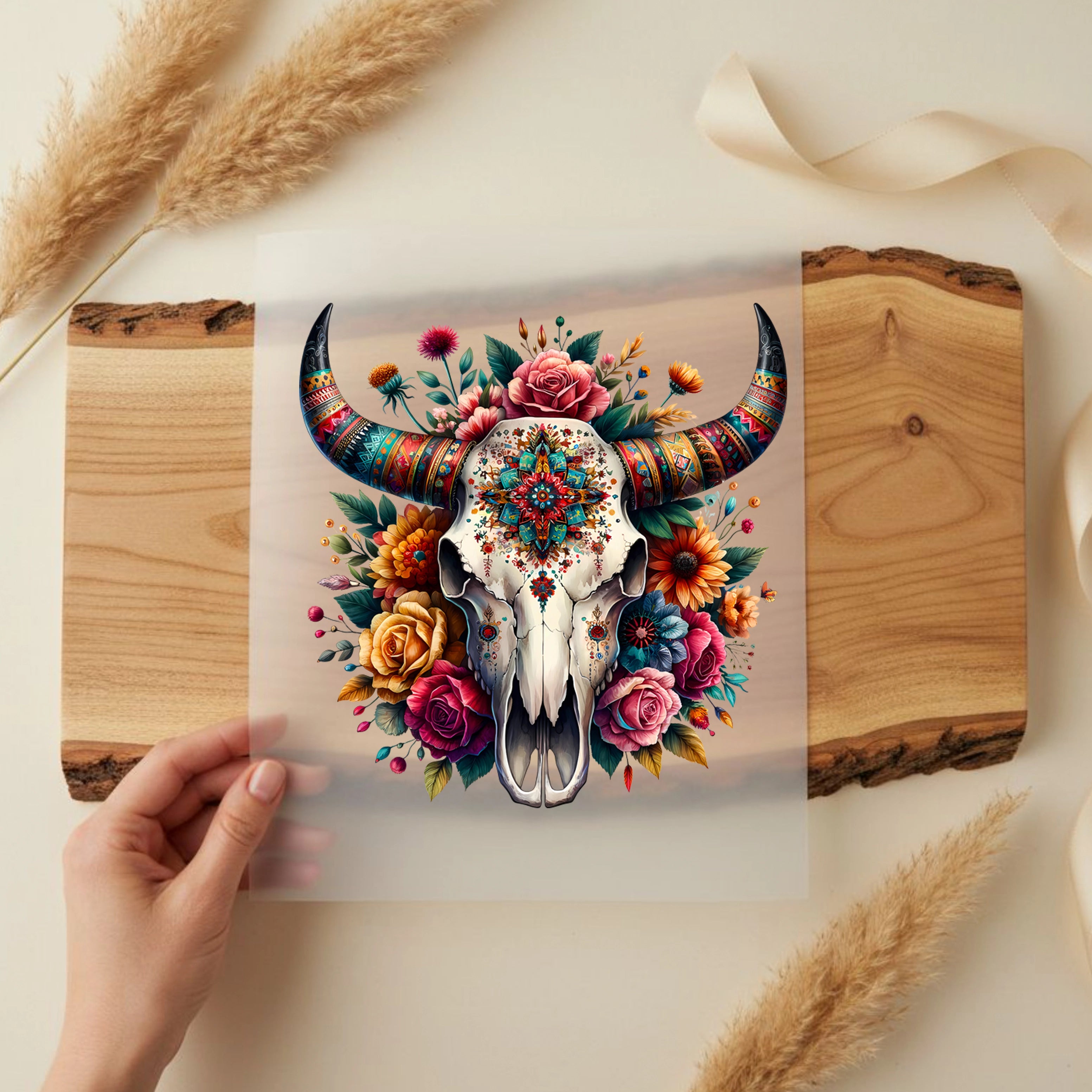 Bügelbild Boho Skull Wüstenzauber