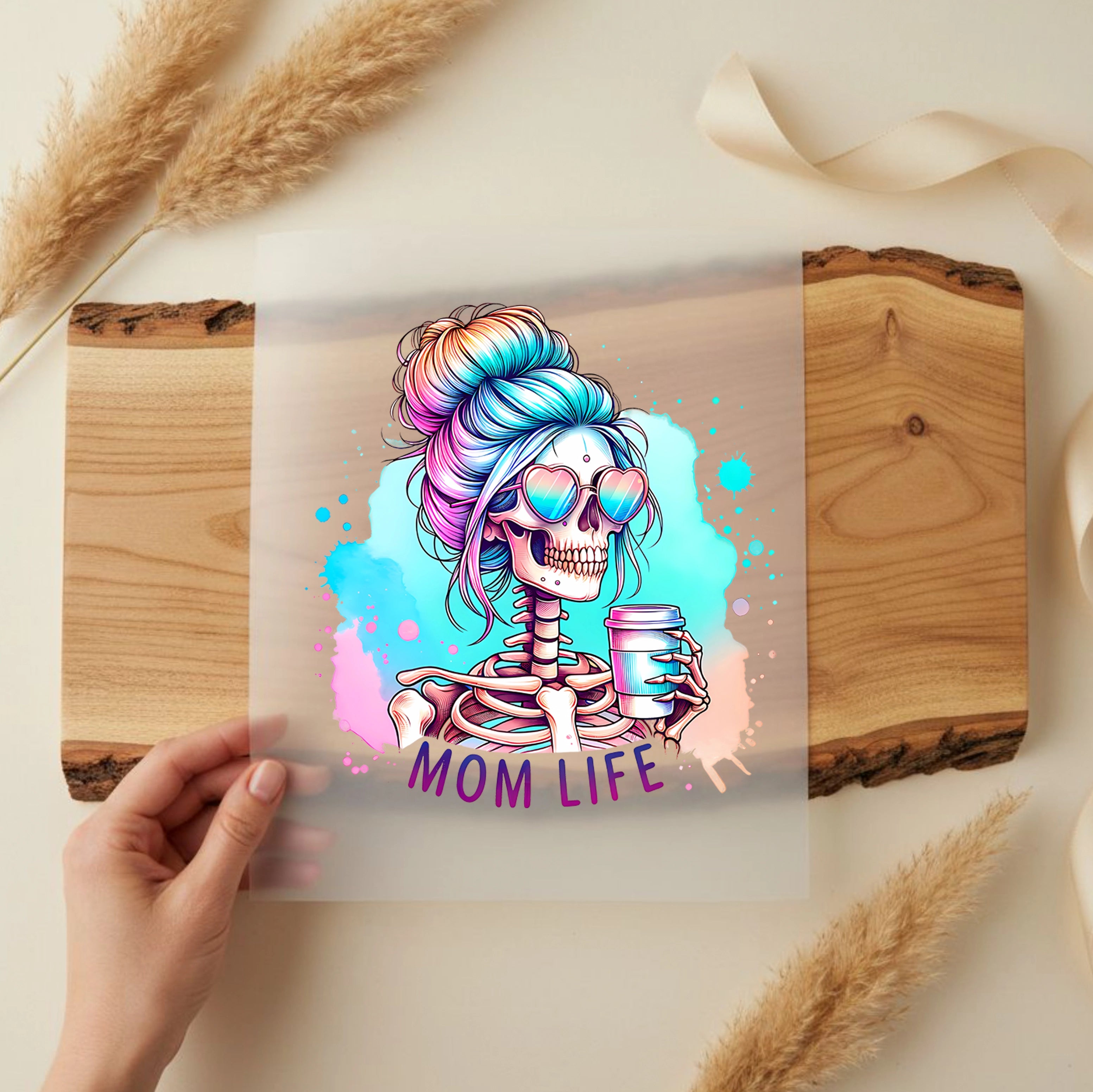 Bügelbild Mom Life Skelett