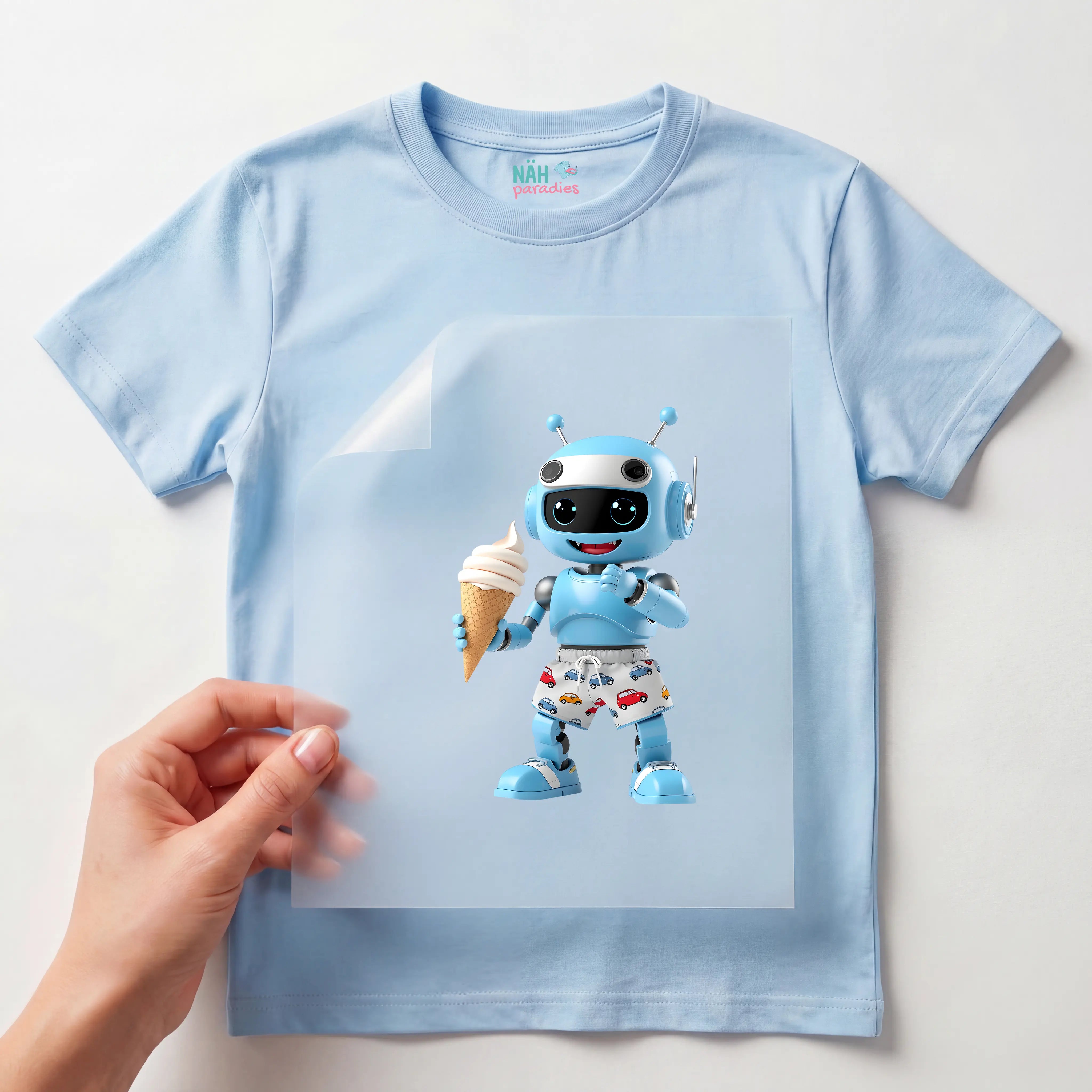 Bügelbild Robot Boy Eiscreme