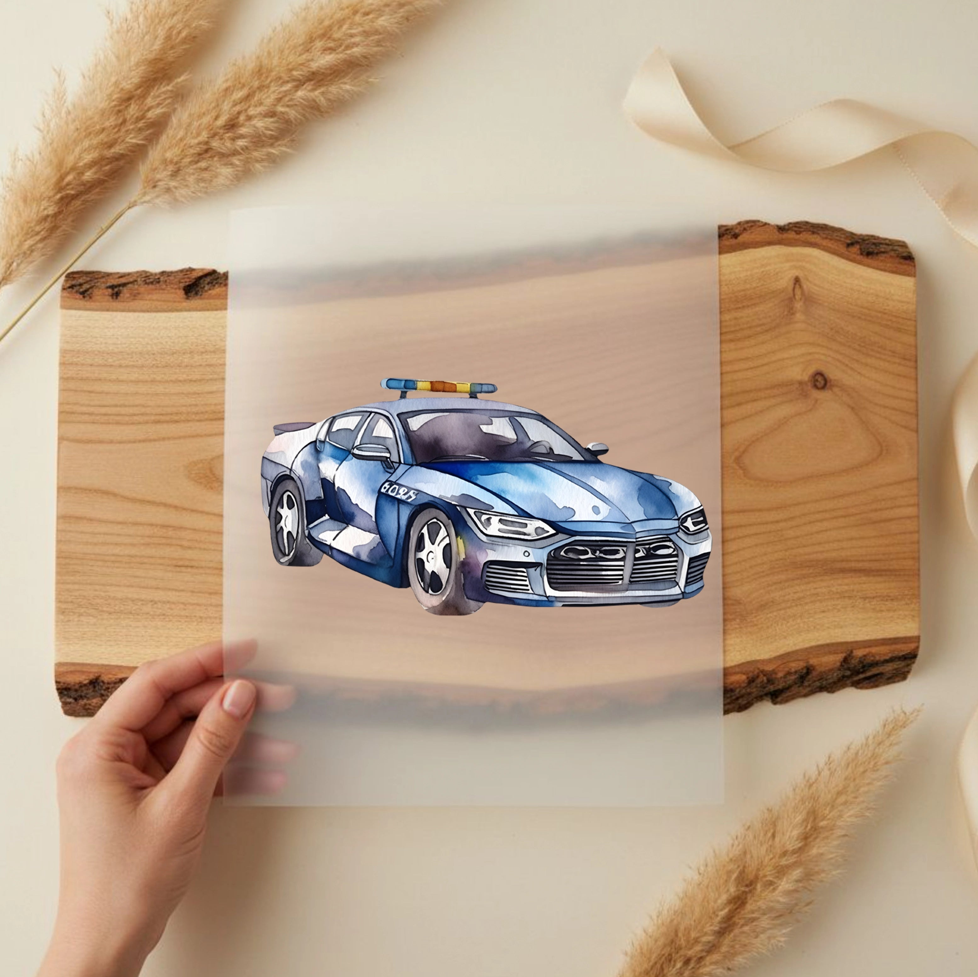 Bügelbild Polizei Rennauto