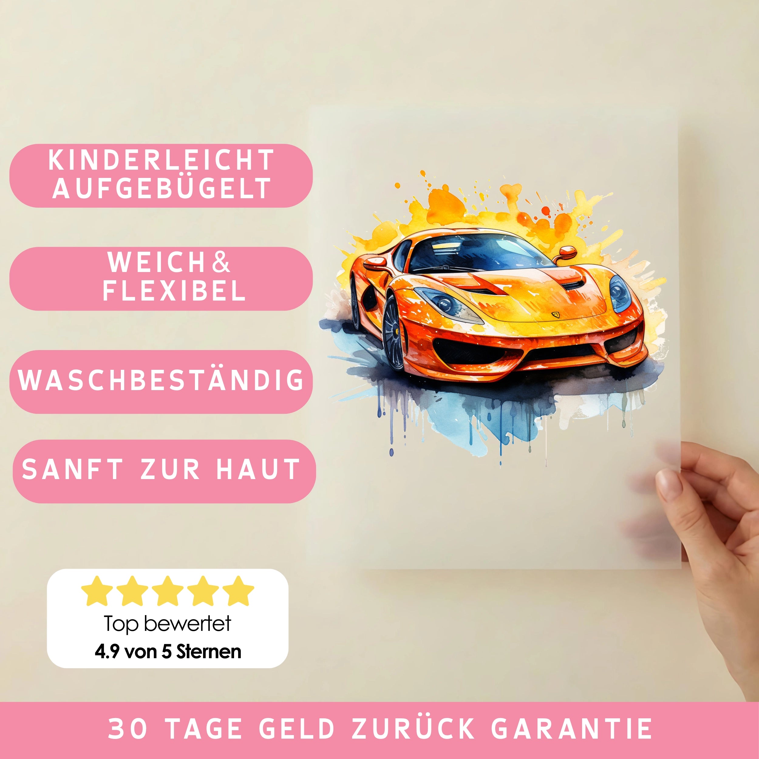 Bügelbild Rennauto