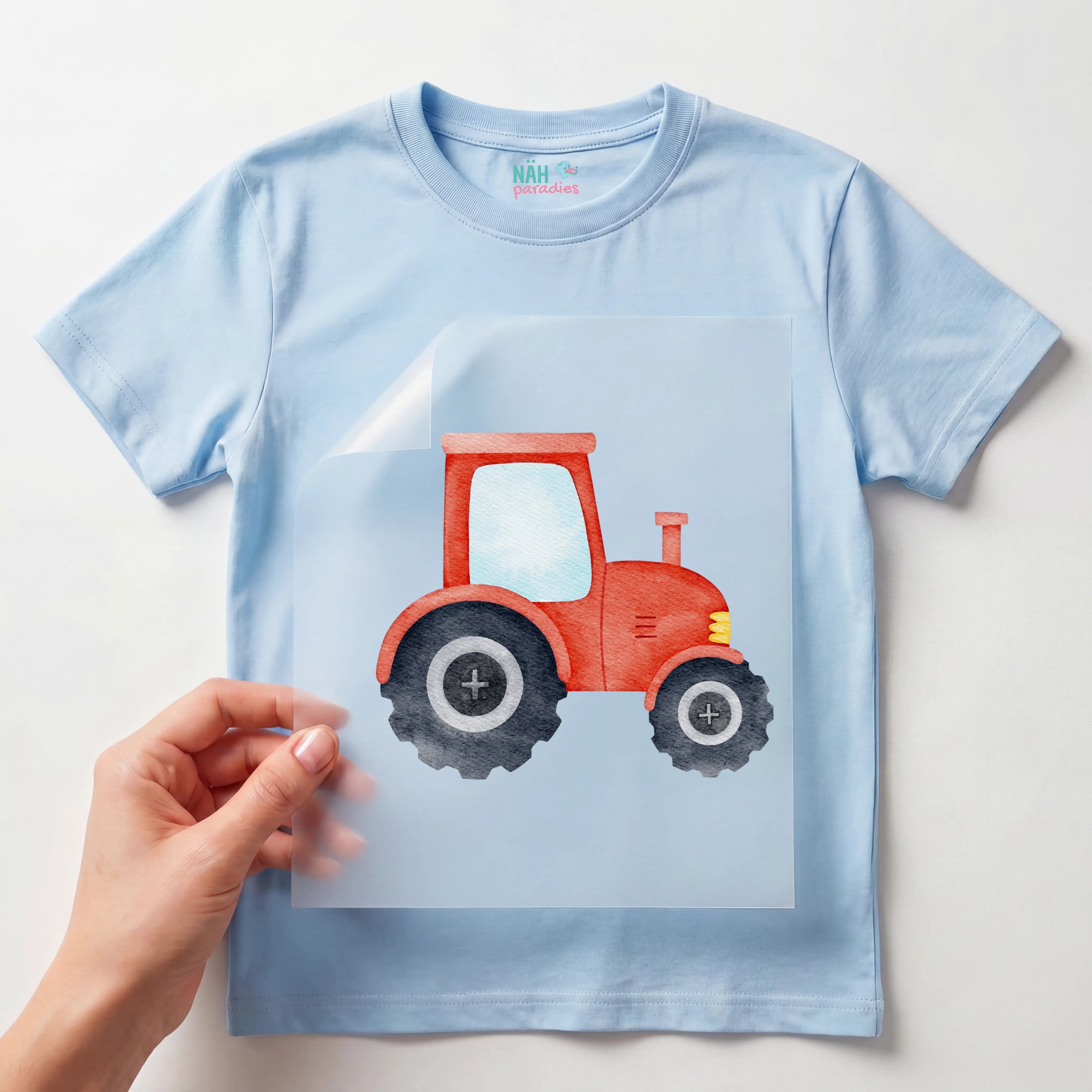 Bügelbild Traktor Aquarell Rot