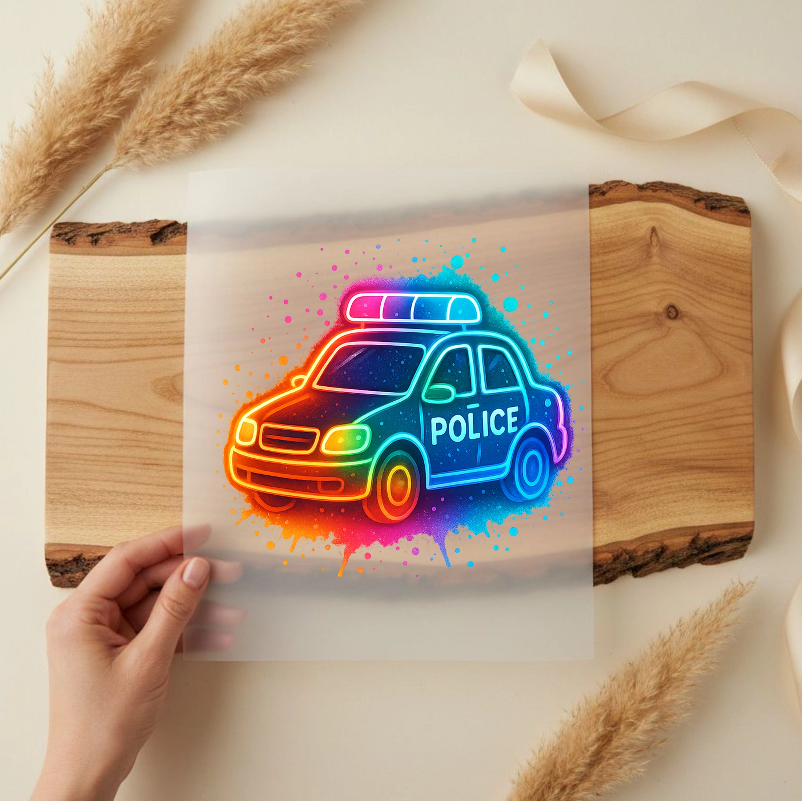 Bügelbild Buntes Polizeiauto