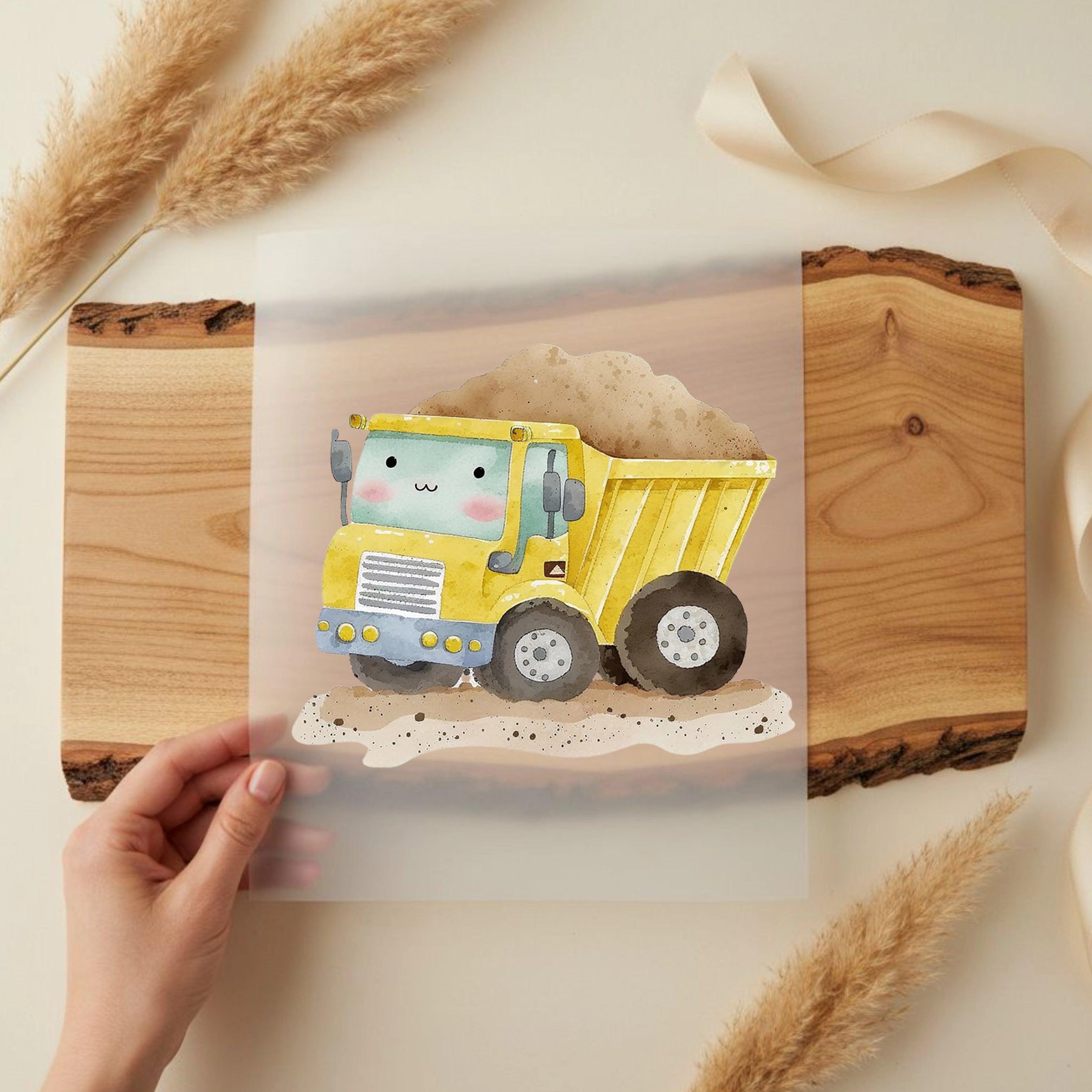 Bügelbild Baustelle Kipplaster