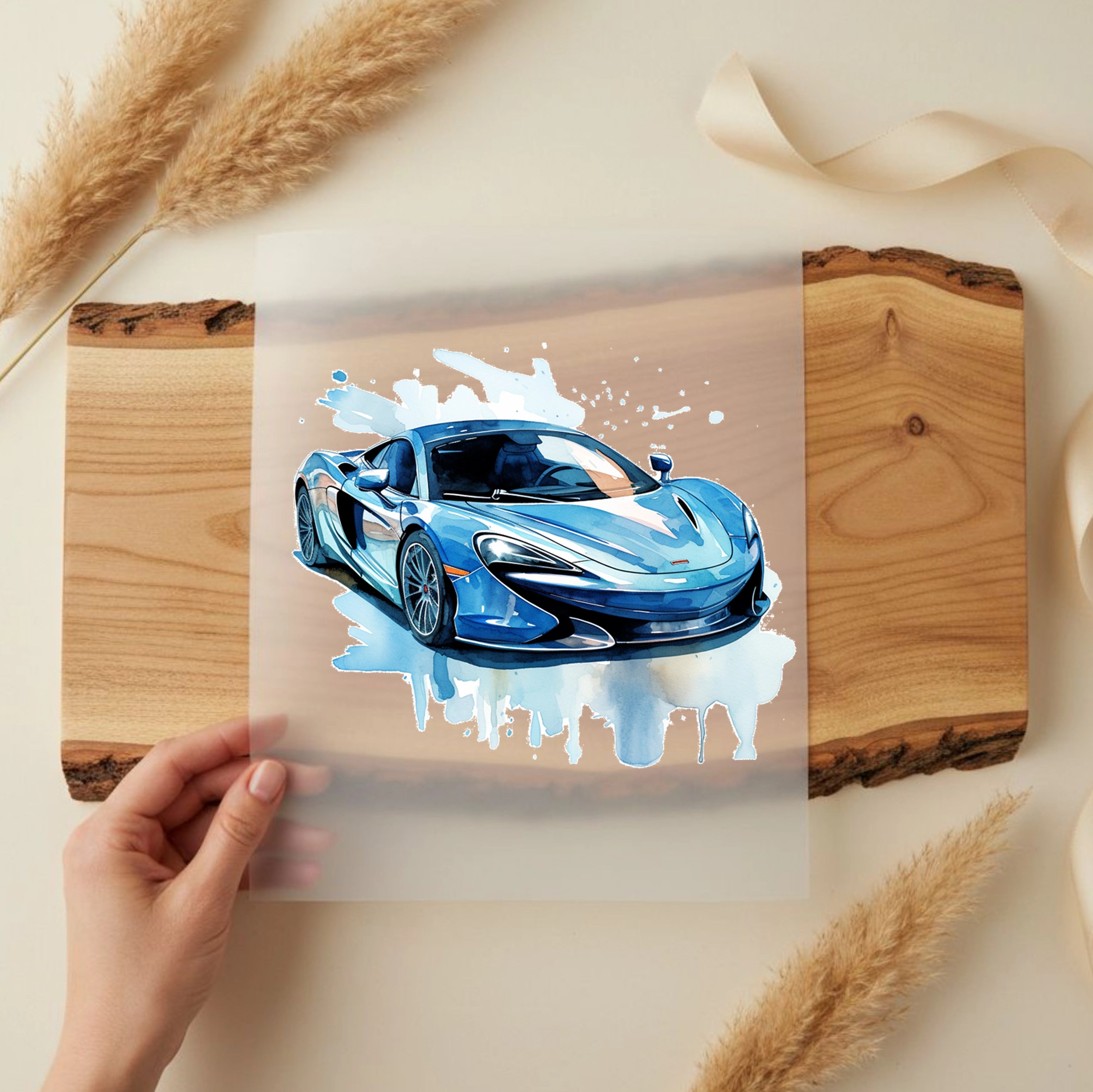 Bügelbild Rennauto Blau