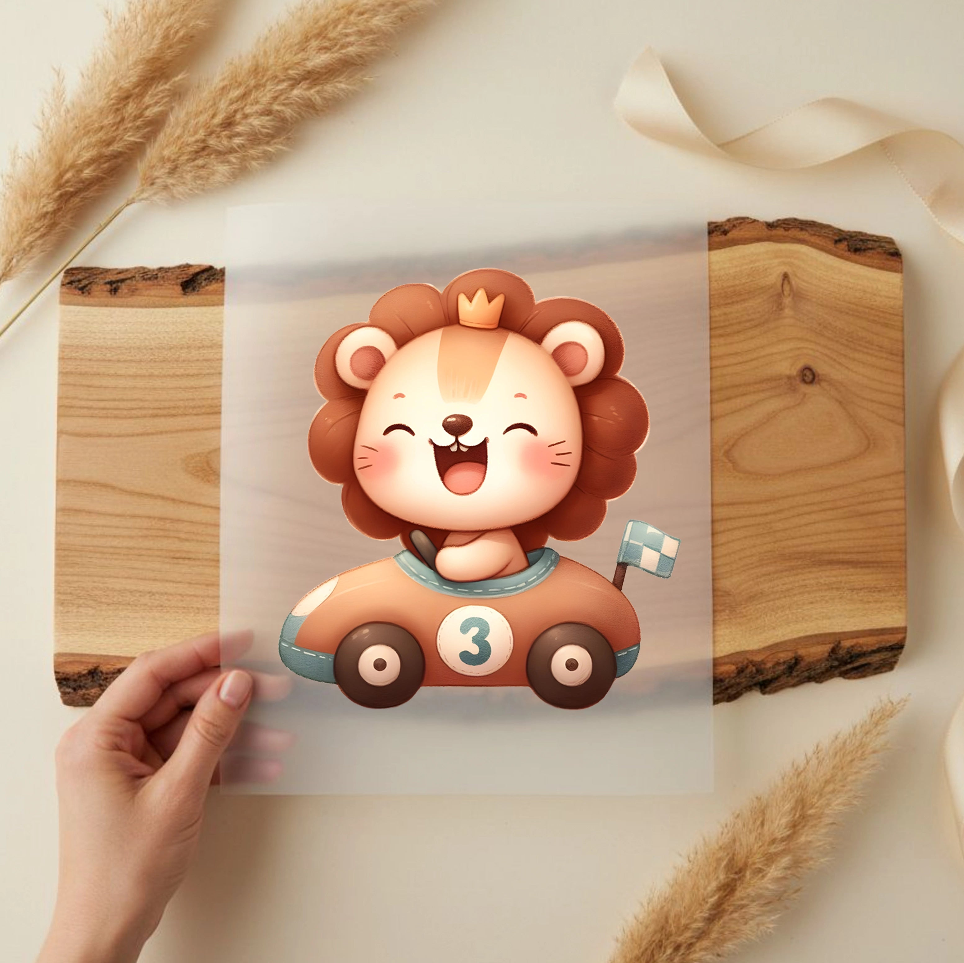 Bügelbild Rennfahrer Löwe