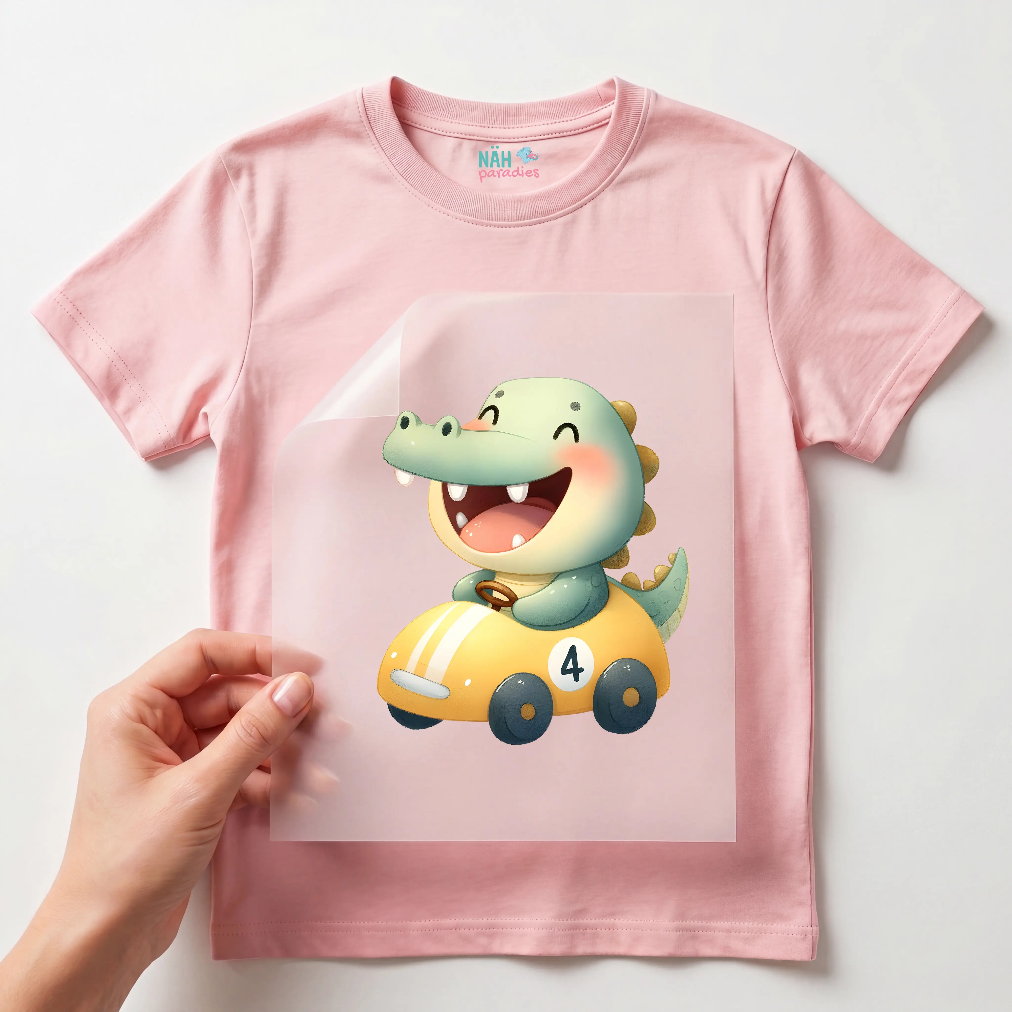 Bügelbild Rennfahrer Krokodil