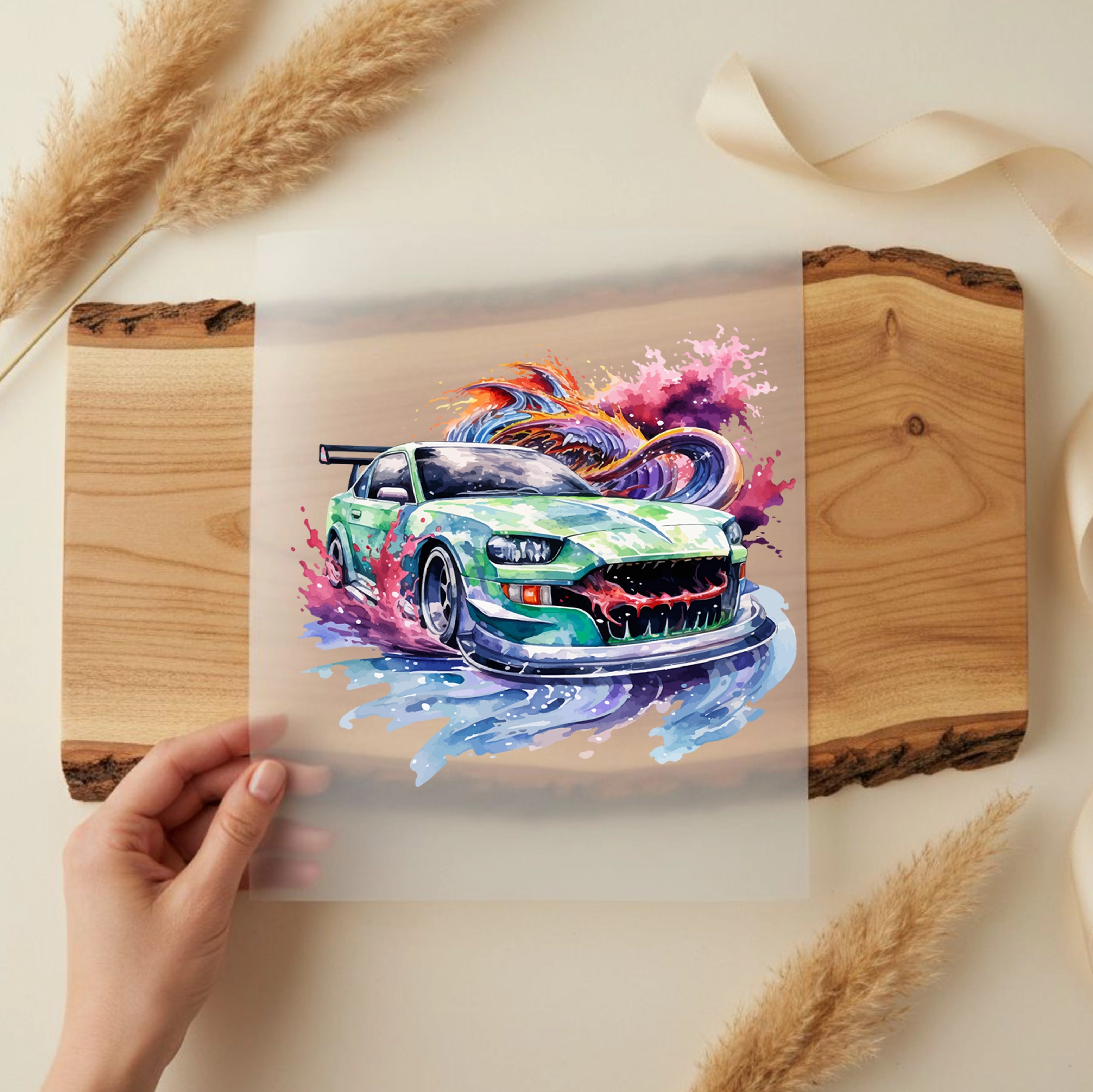 Bügelbild Rennwagen Green Snake