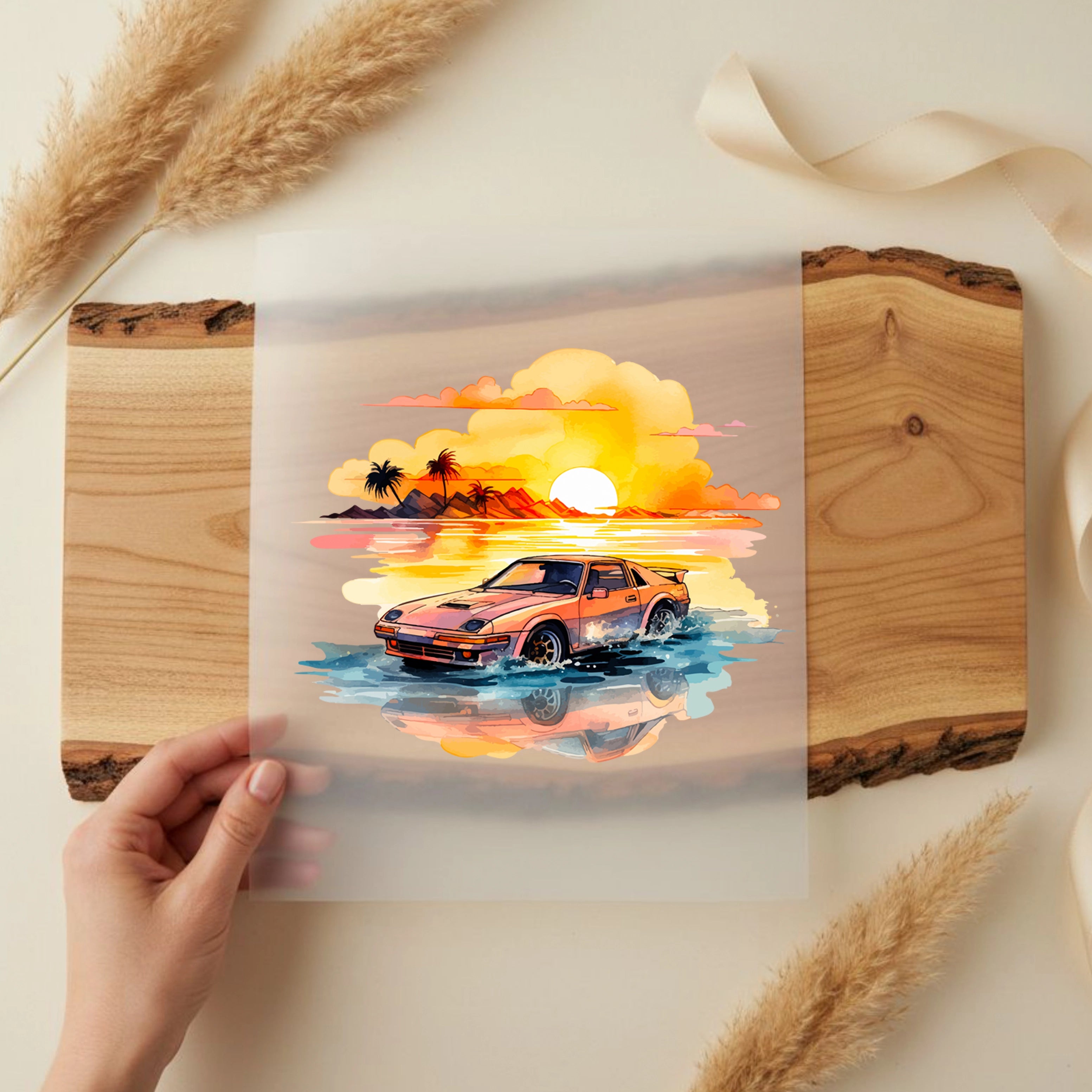 Bügelbild Rennwagen Sunset