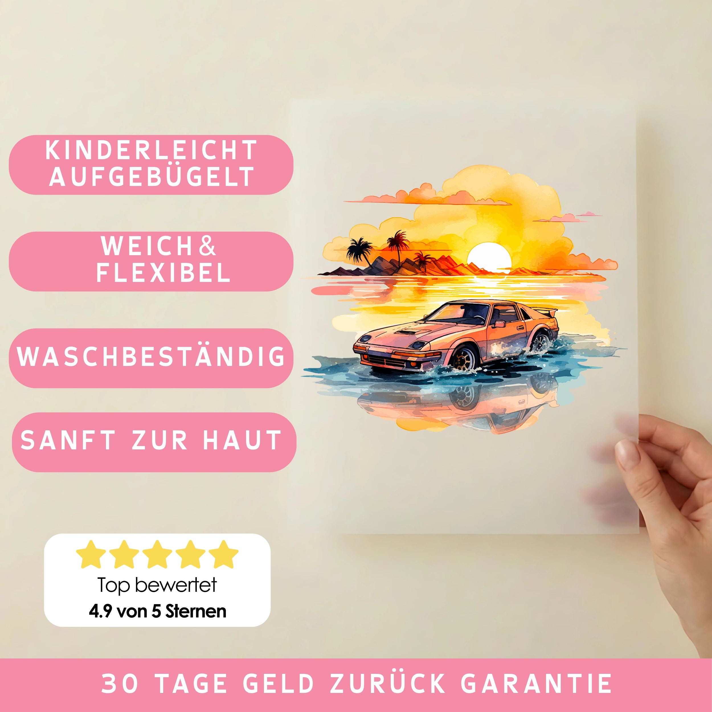 Bügelbild Rennwagen Sunset