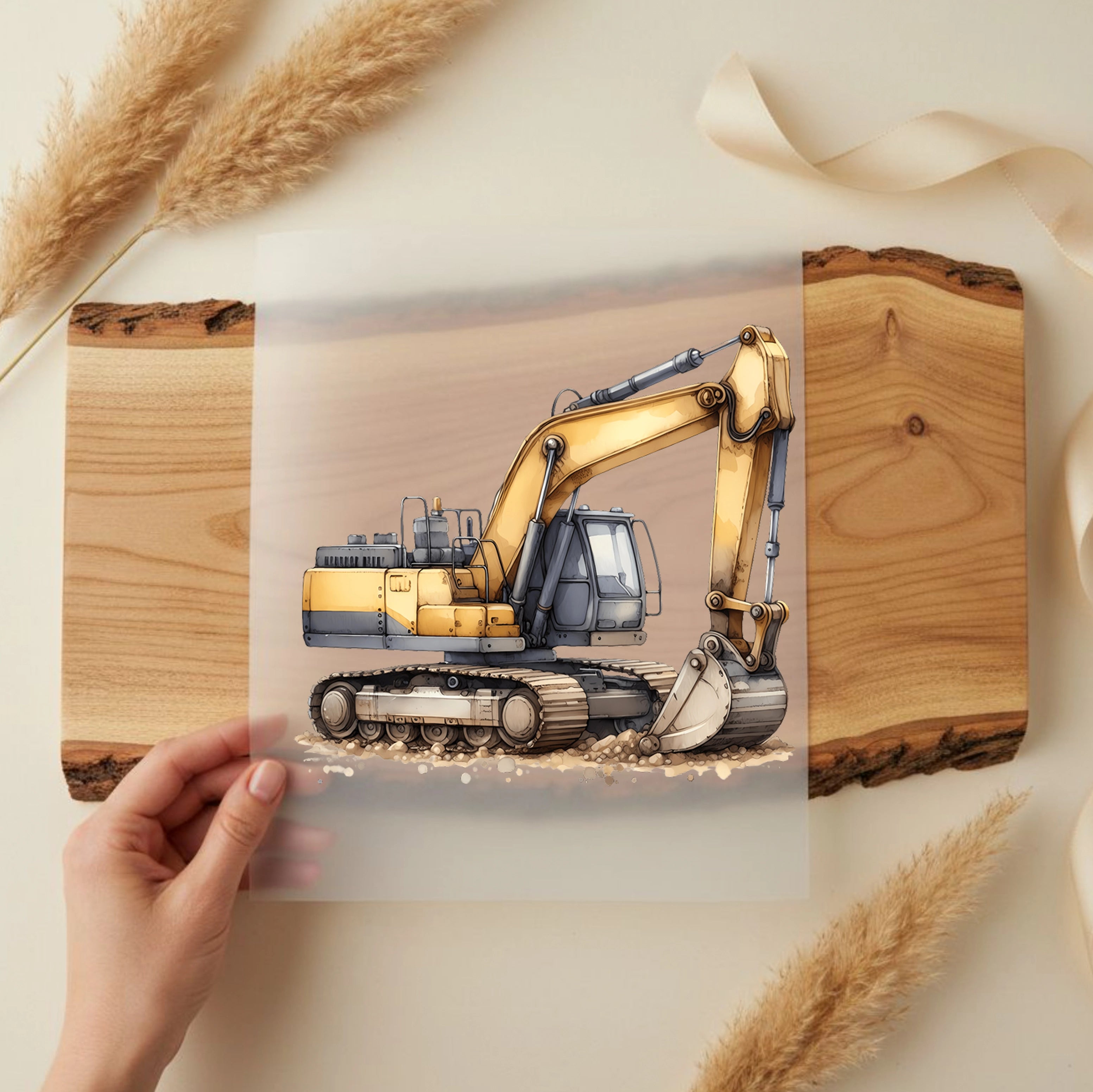 Bügelbild Bau Bagger