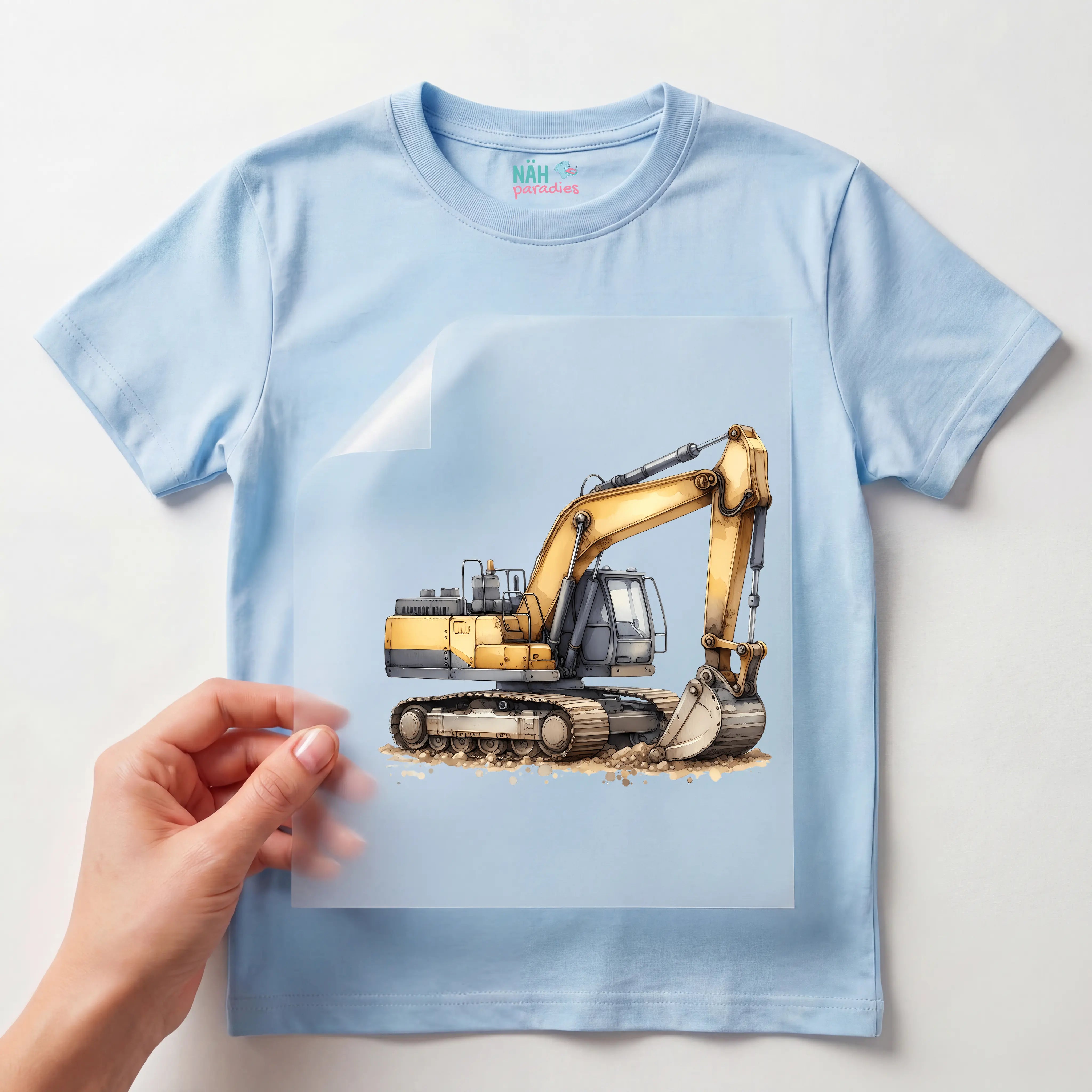 Bügelbild Bau Bagger