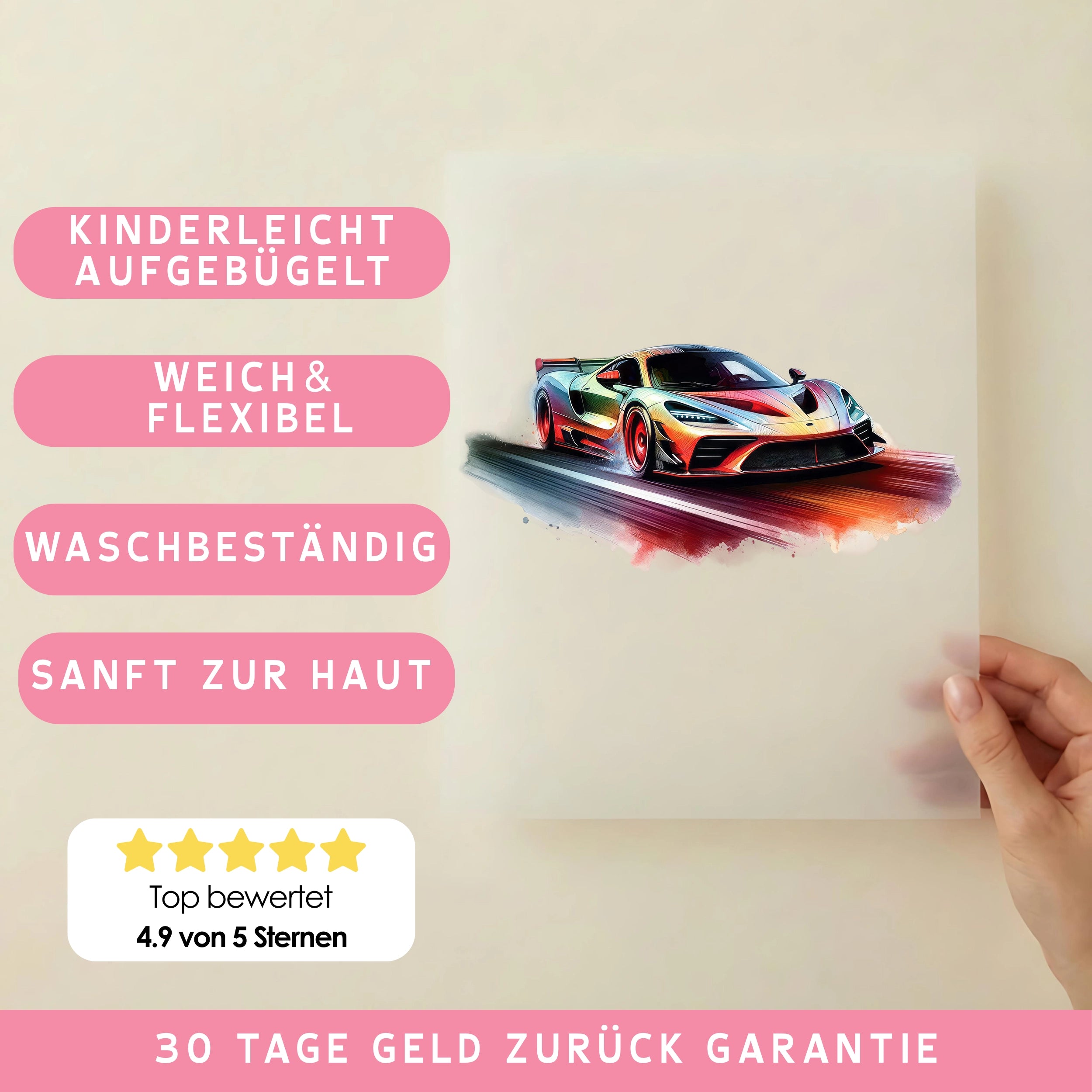 Bügelbild Rennauto Red Flash