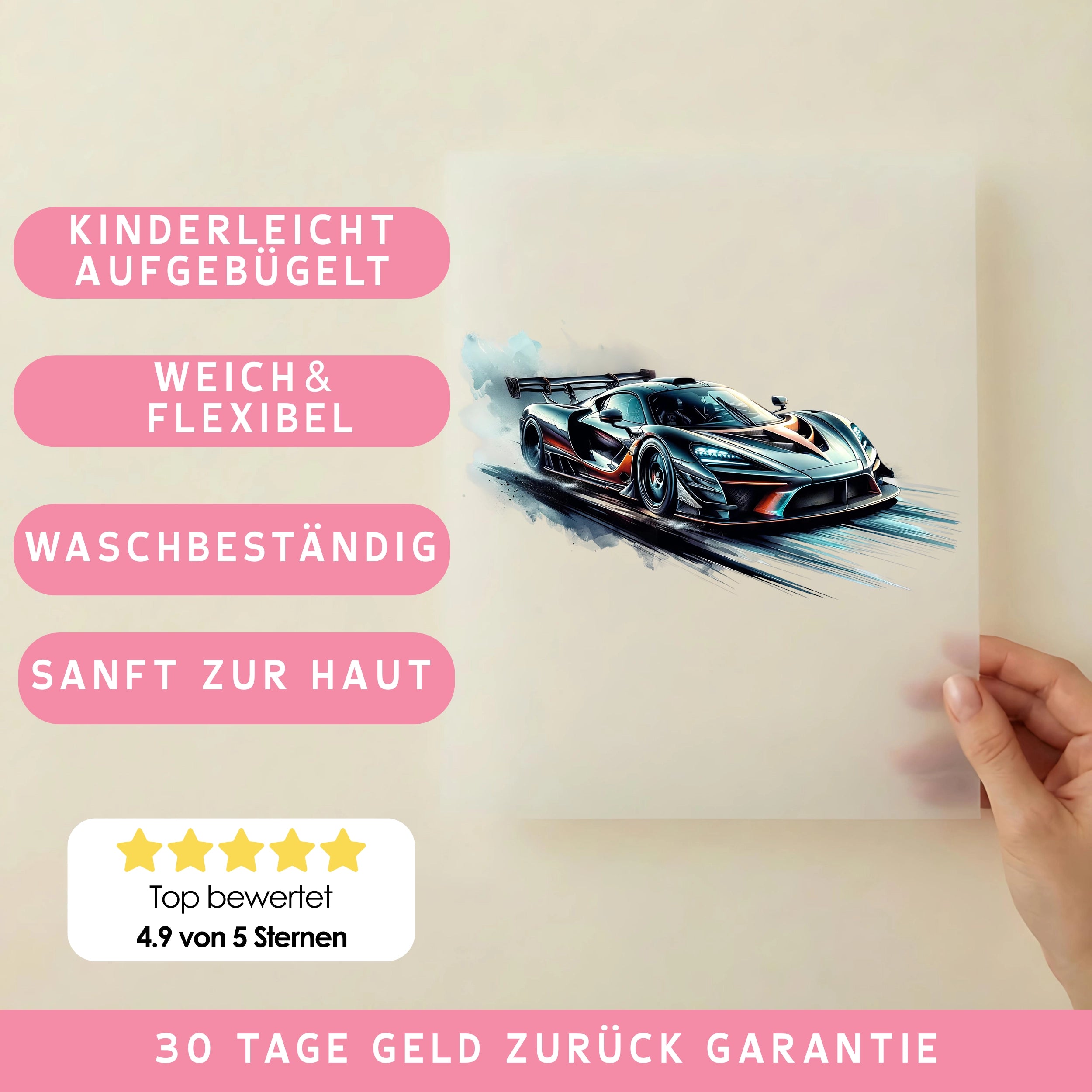 Bügelbild Rennauto Turboschatten