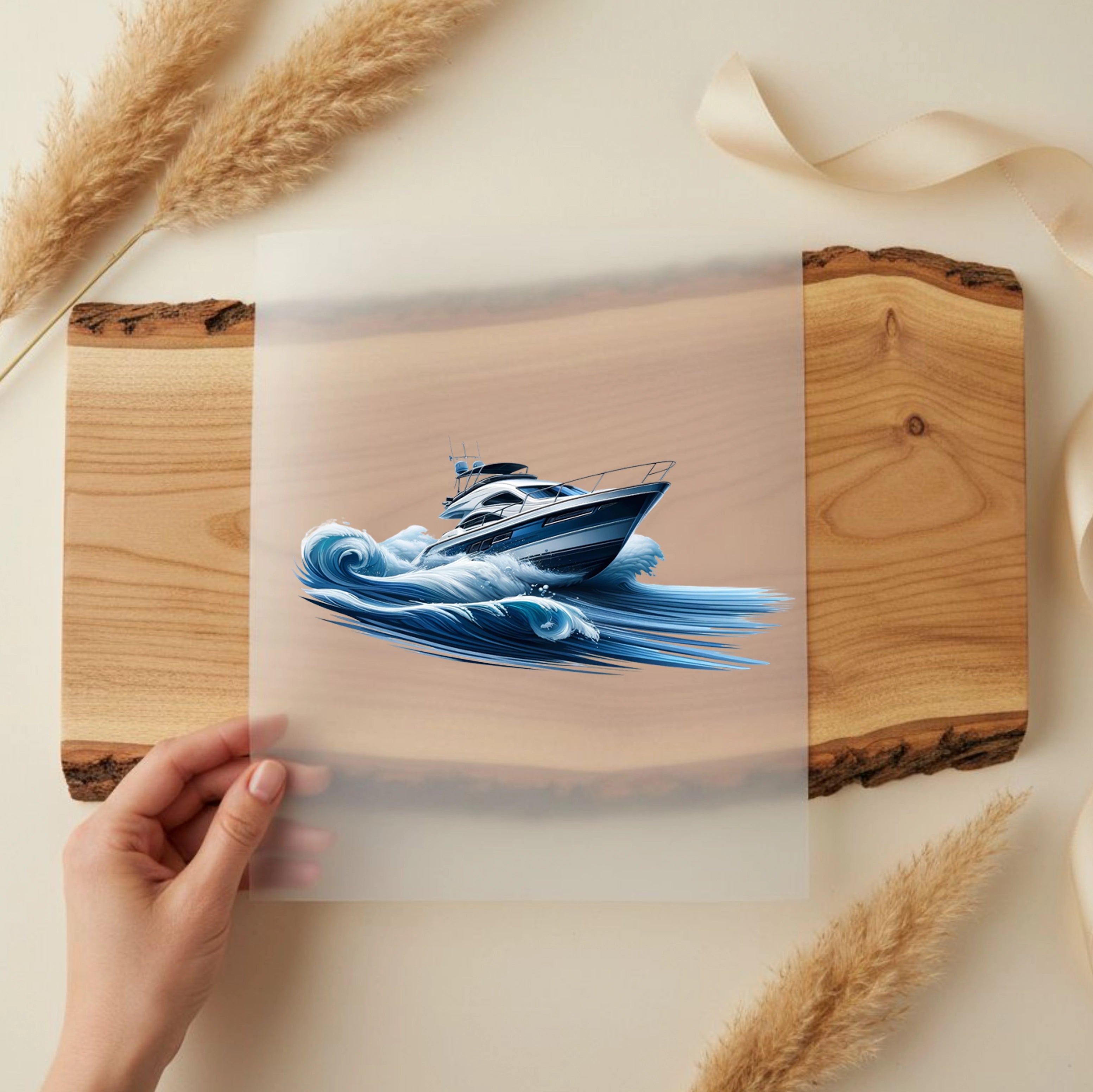 Bügelbild Yacht Wasserrakete