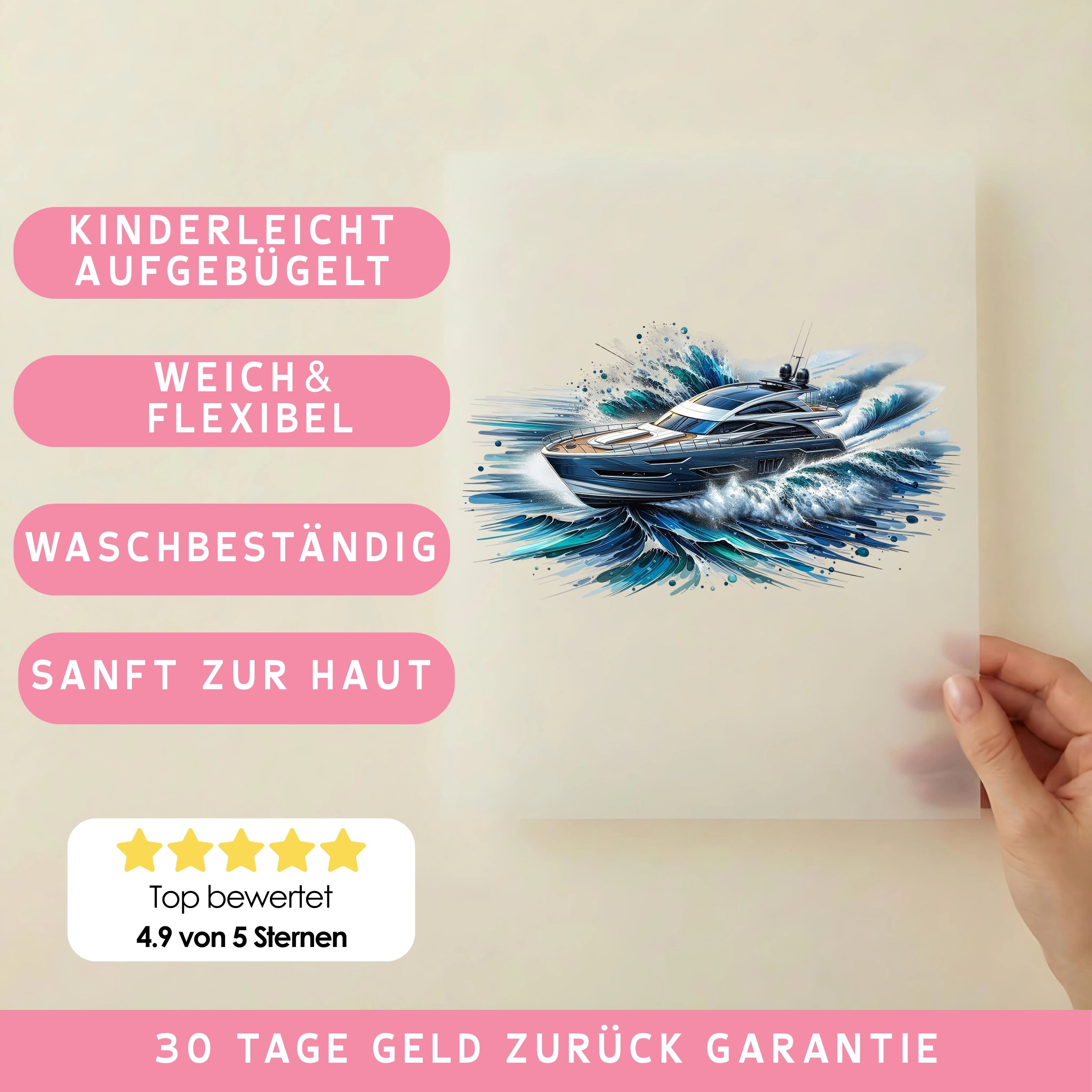 Bügelbild Yacht Wellenbrecher