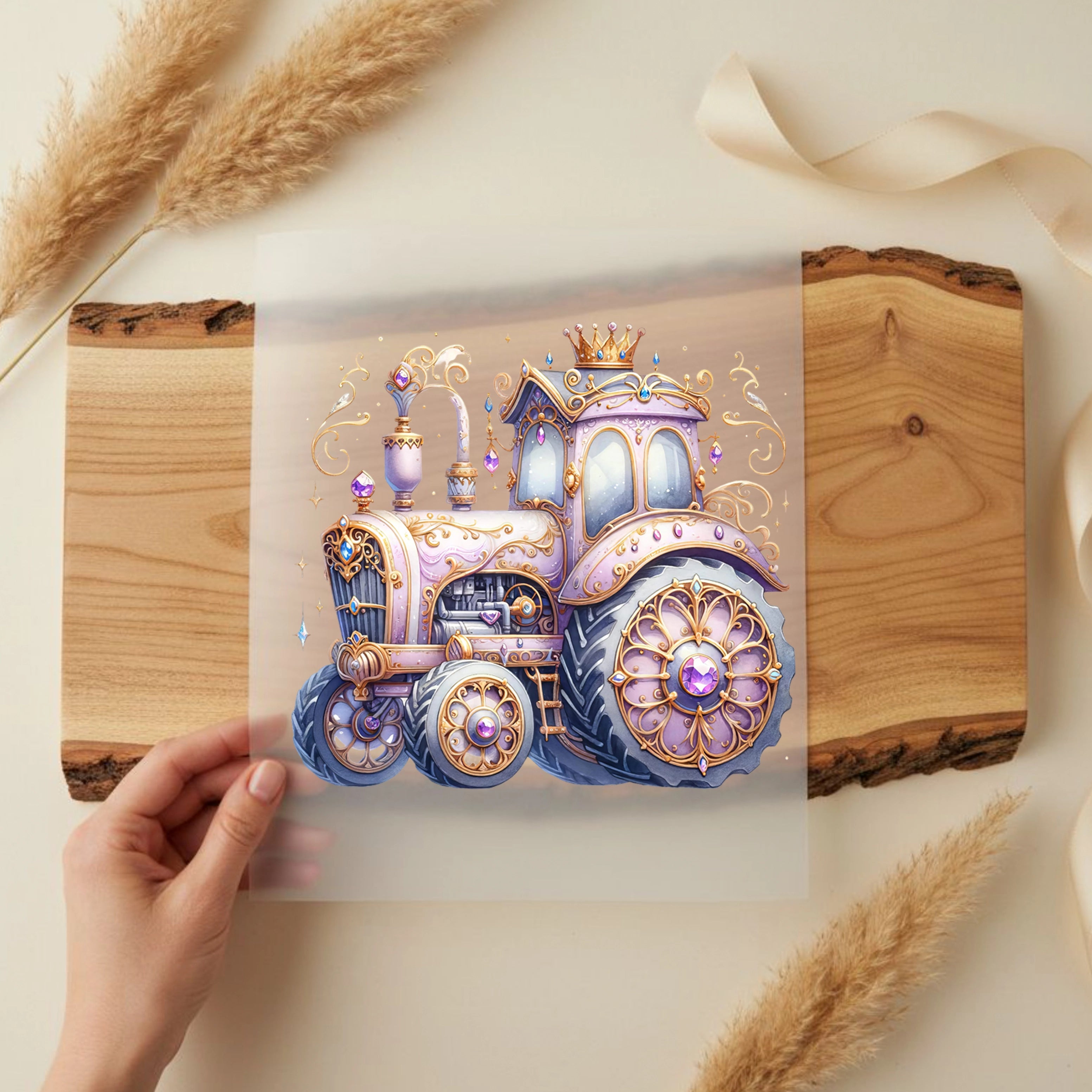 Bügelbild Königlicher Glitzertraktor