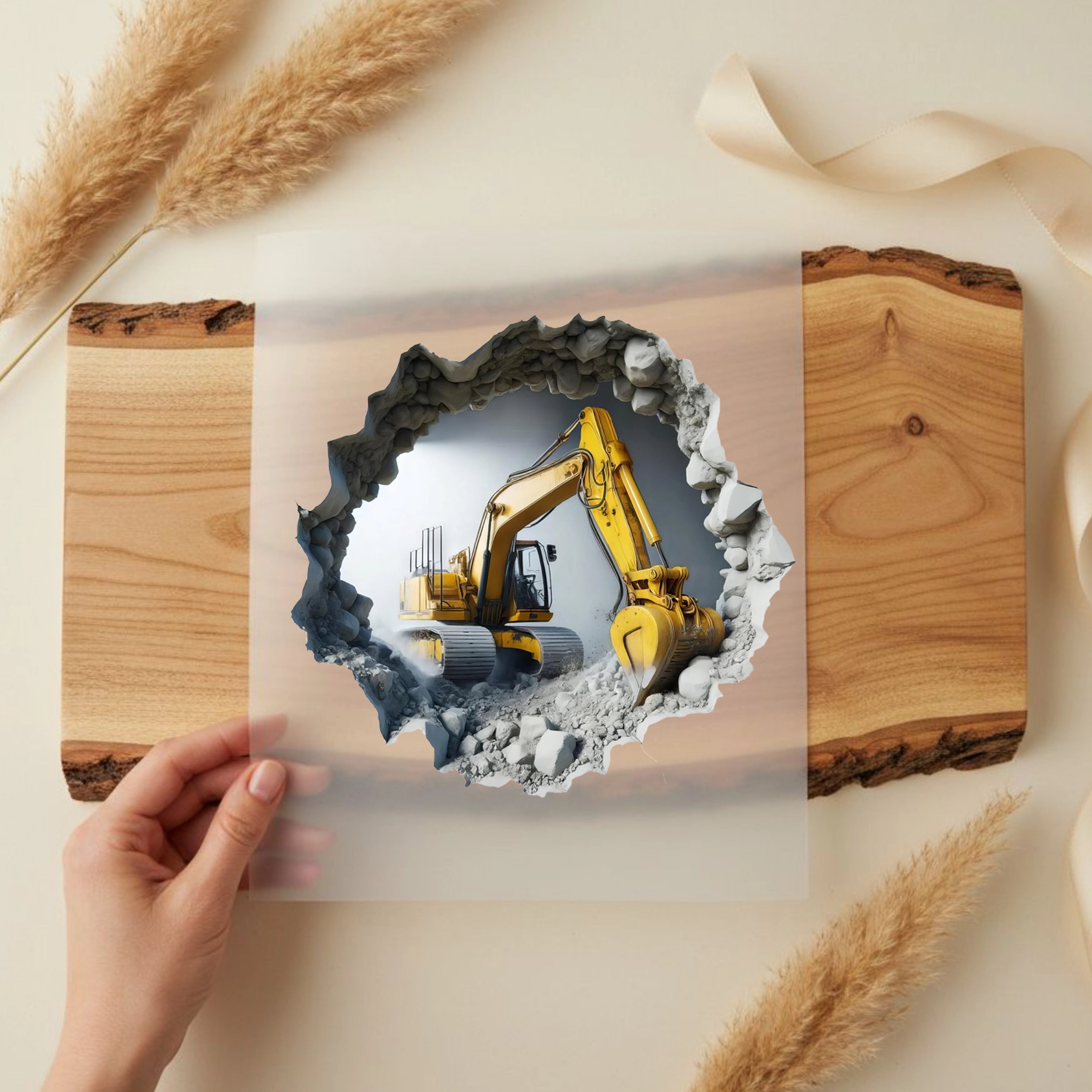 Bügelbild Bagger Ausbruch