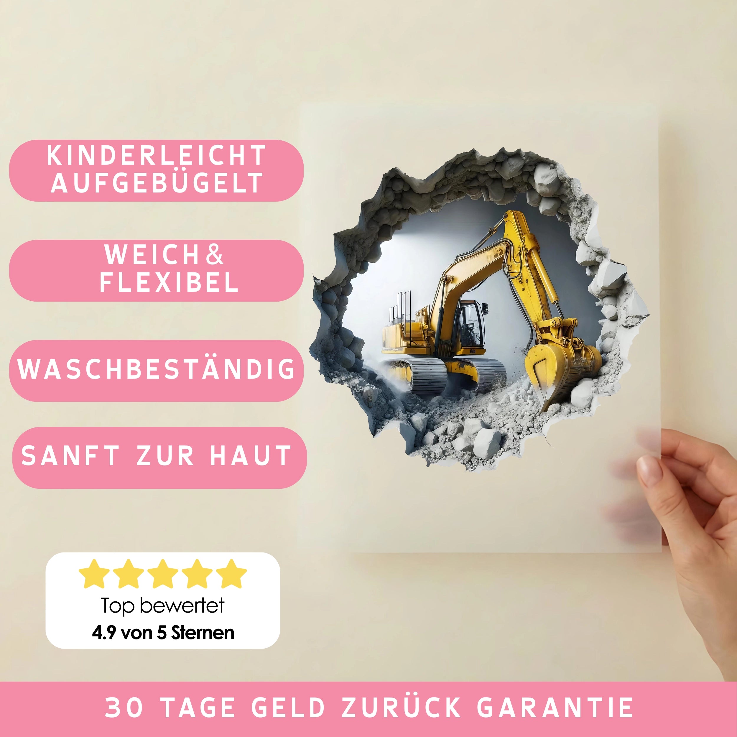 Bügelbild Bagger Ausbruch