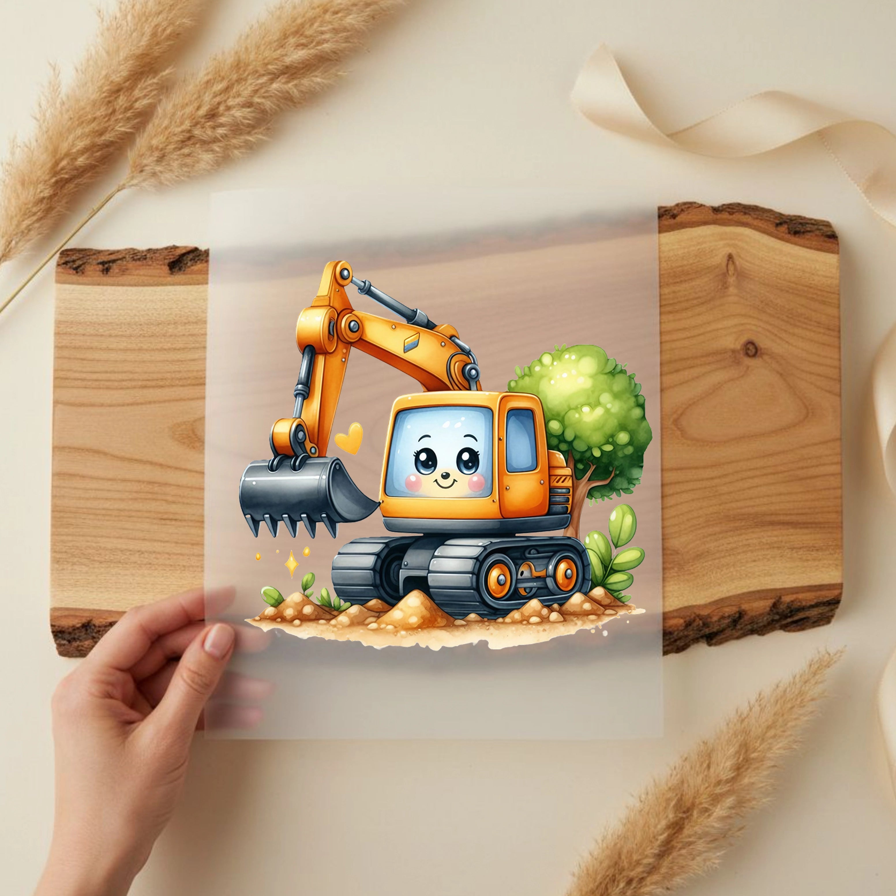 Bügelbild Bagger Baumeister Bruno