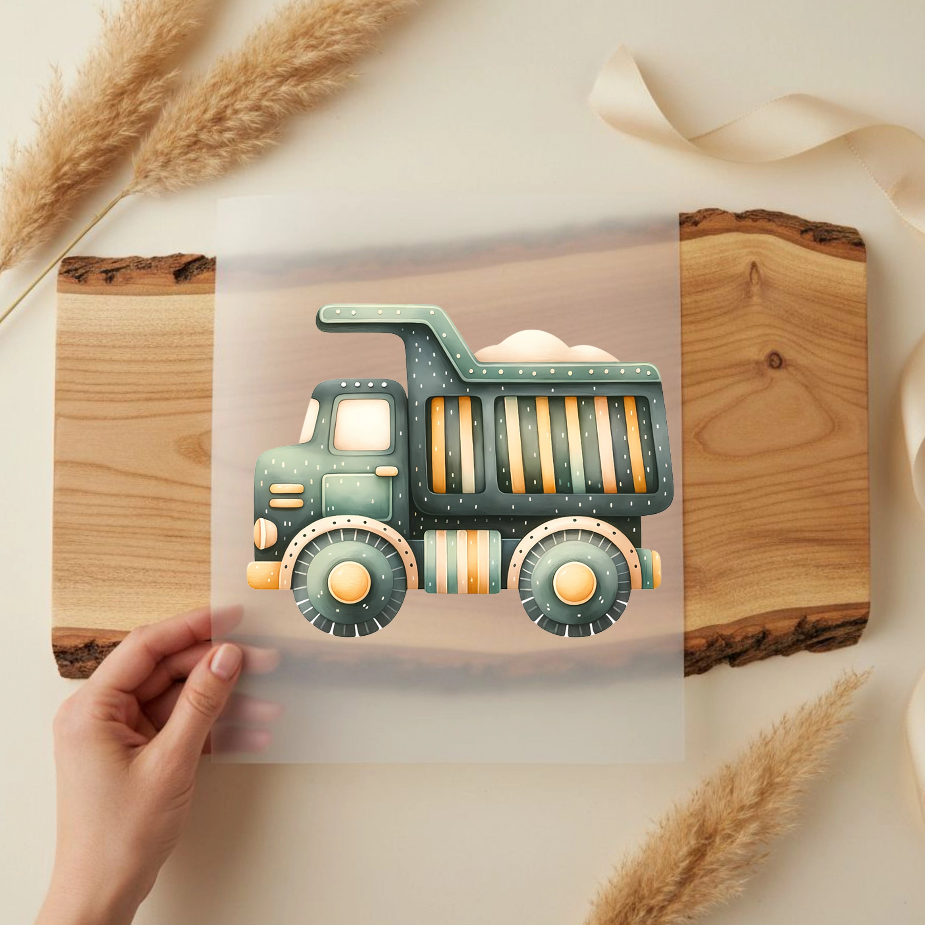 Bügelbild fleißiger Kipplaster