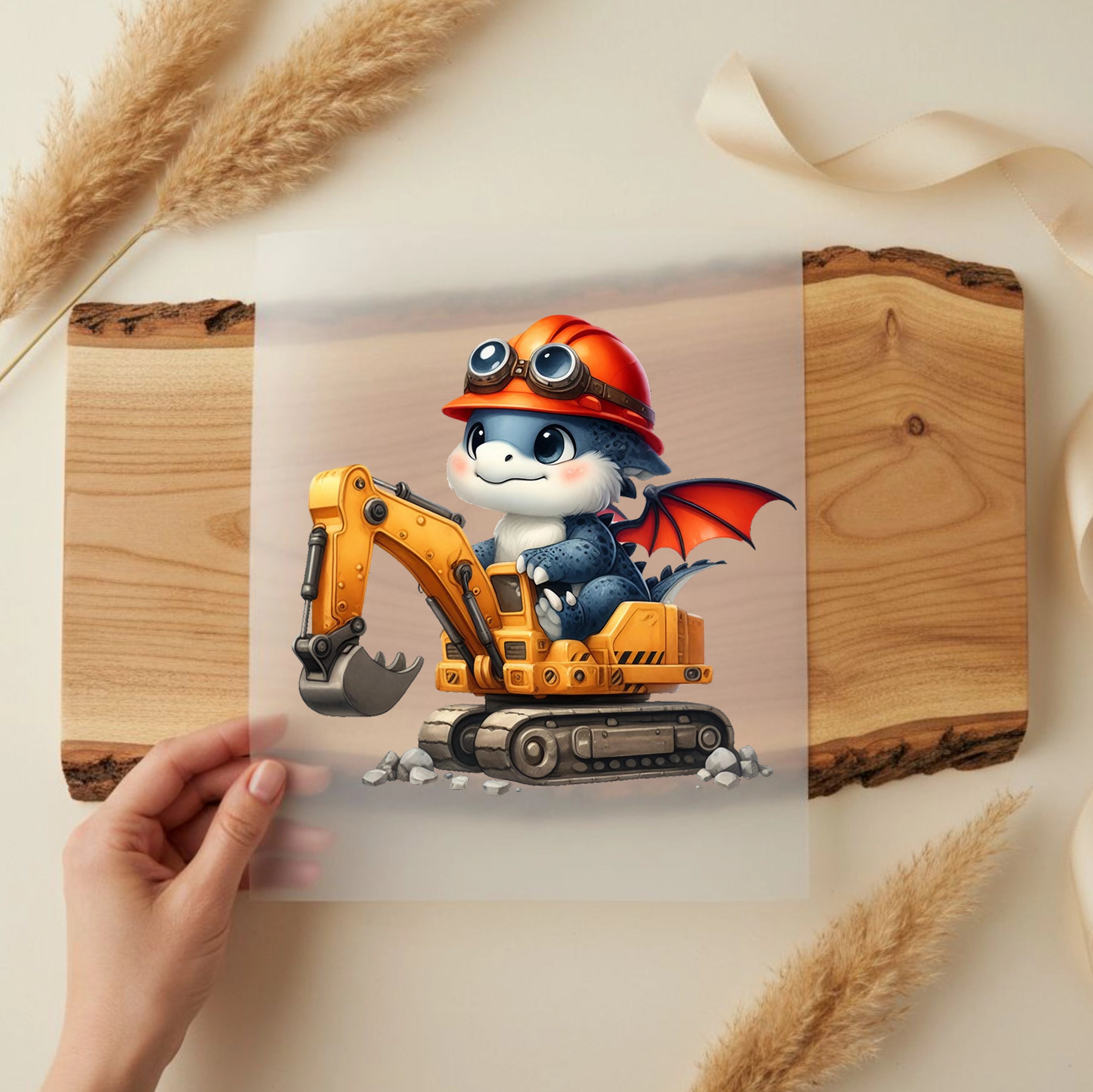 Bügelbild Baggerfahrer Drache