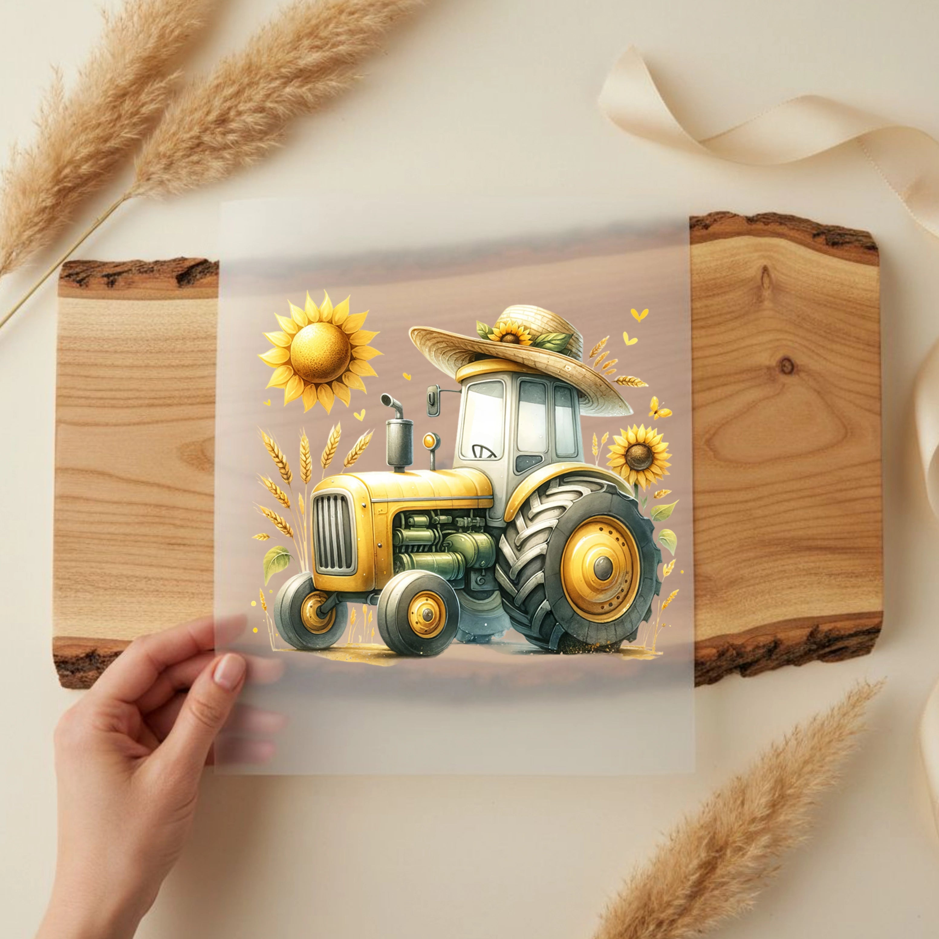 Bügelbild Traktor Sonnenblumentraum