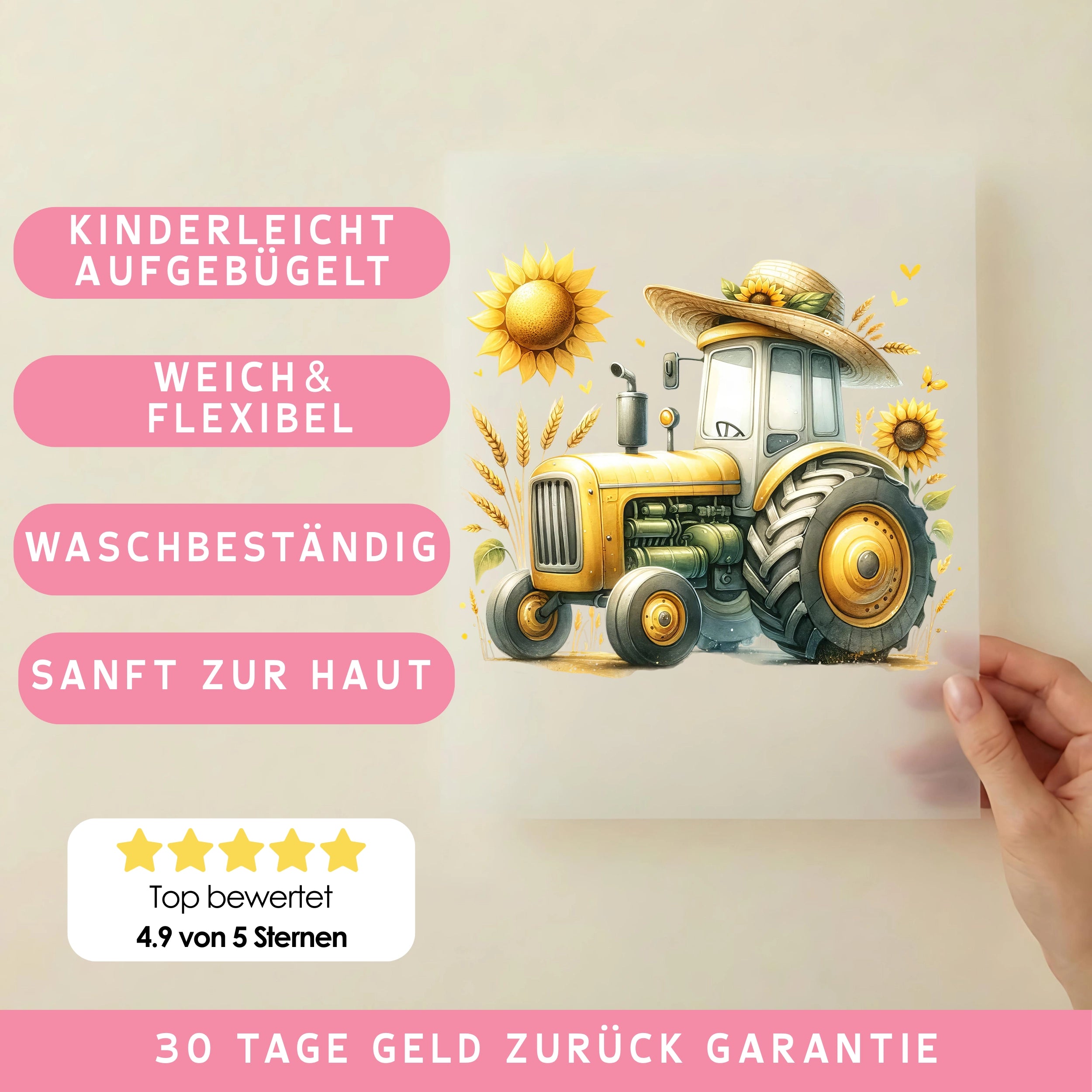 Bügelbild Traktor Sonnenblumentraum