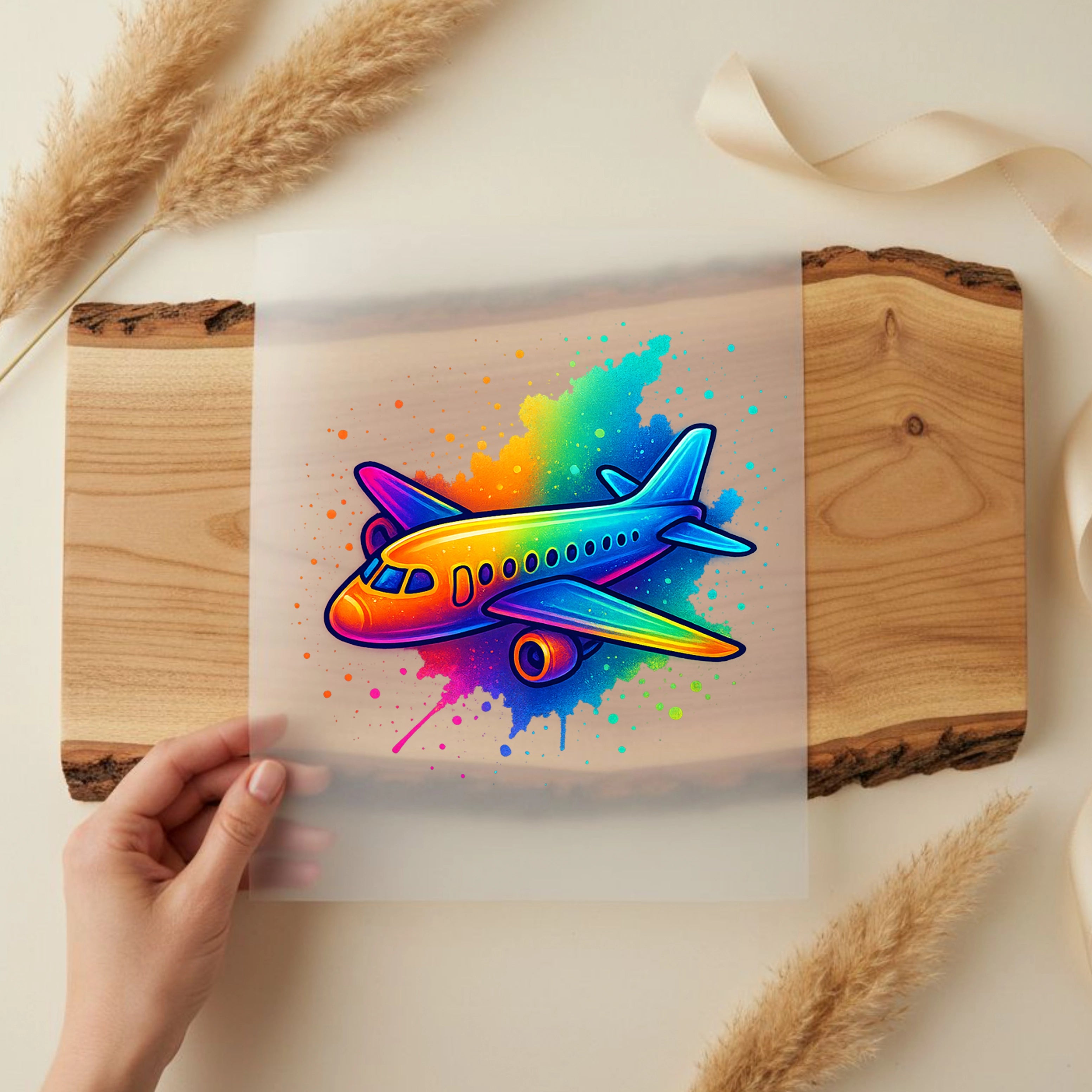 Bügelbild Flugzeug bunter Jet
