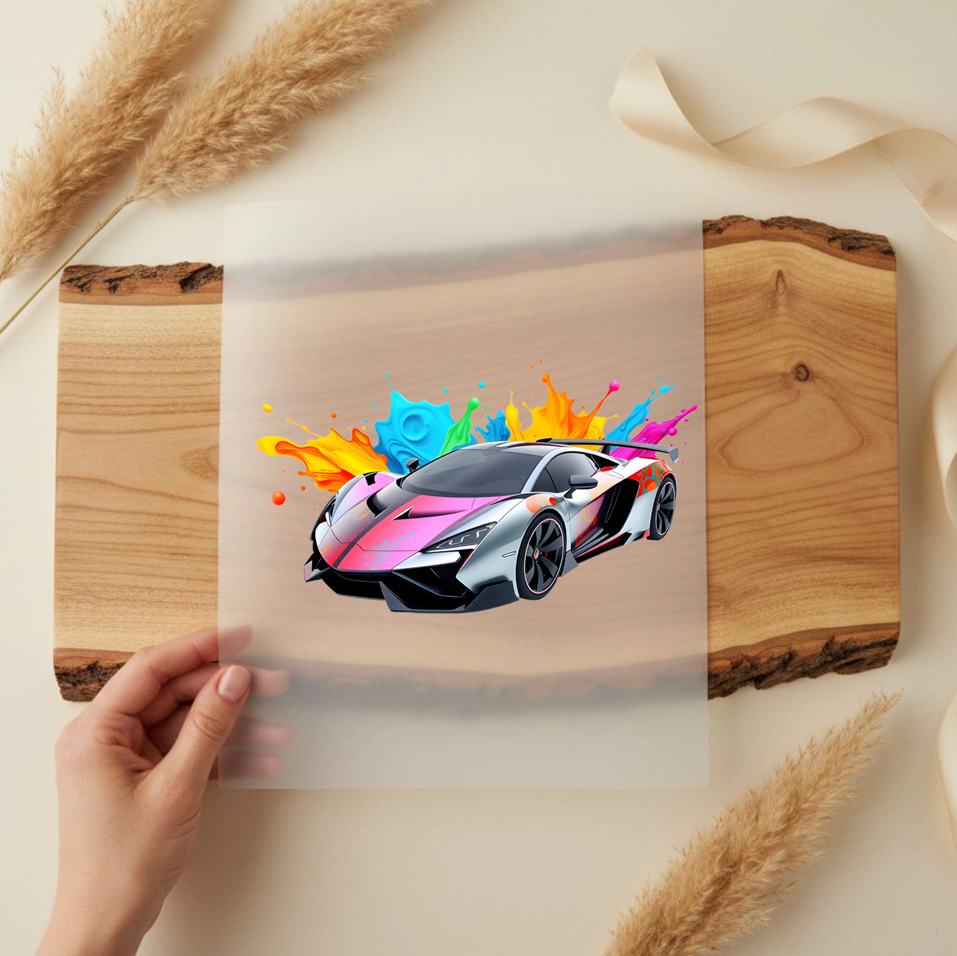 Bügelbild Rennwagen Color Splash