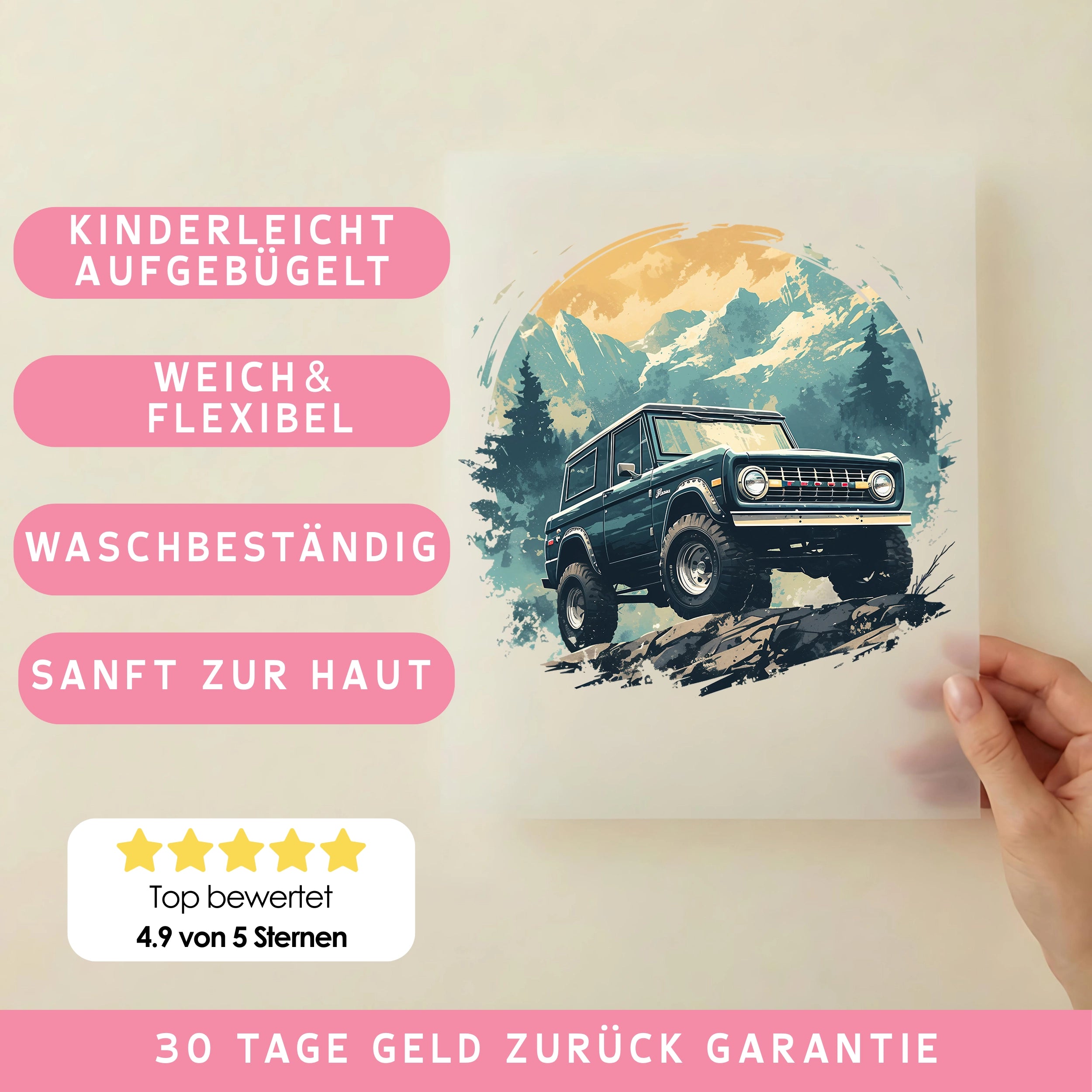 Bügelbild Retro Jeep