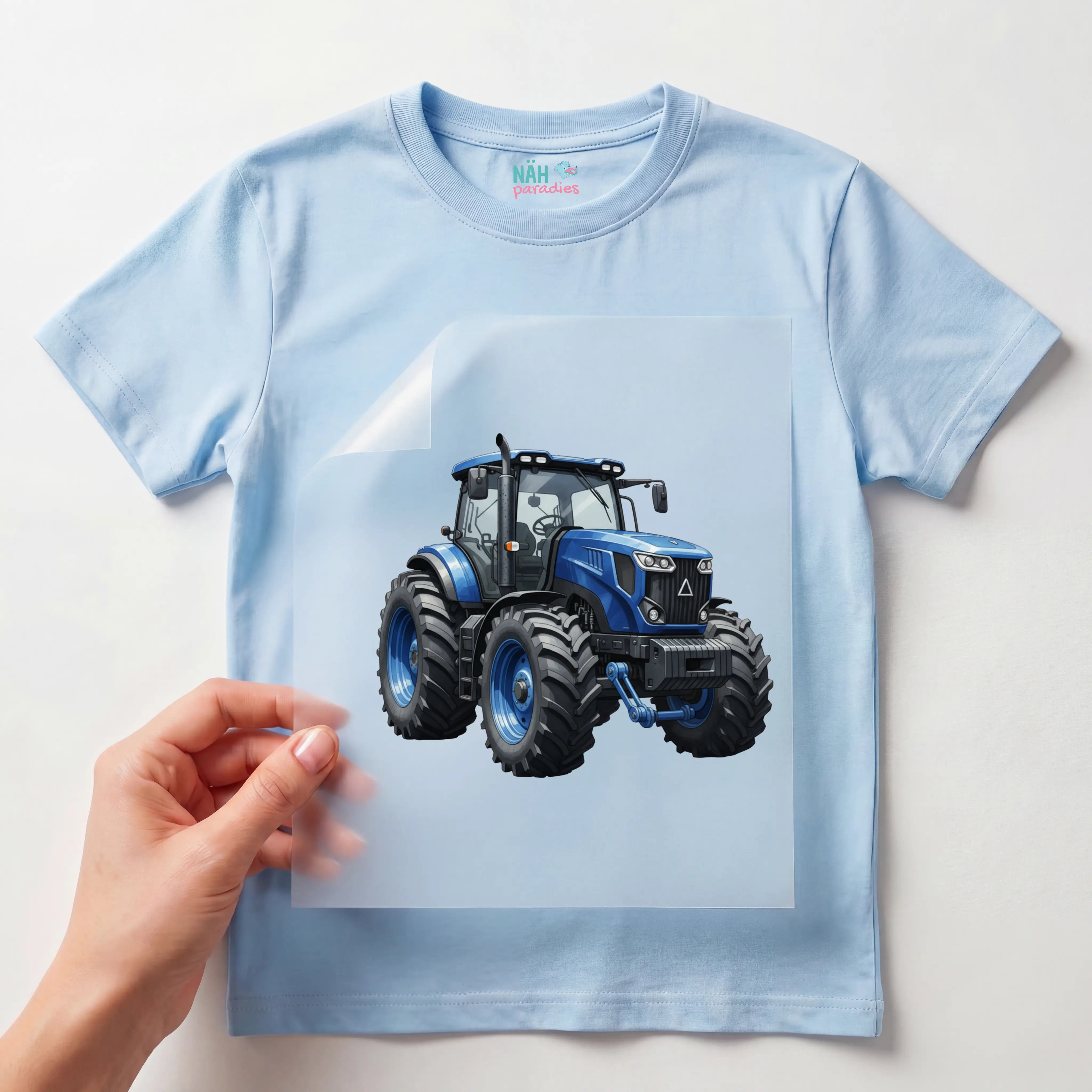 Bügelbild Traktor Power Blau