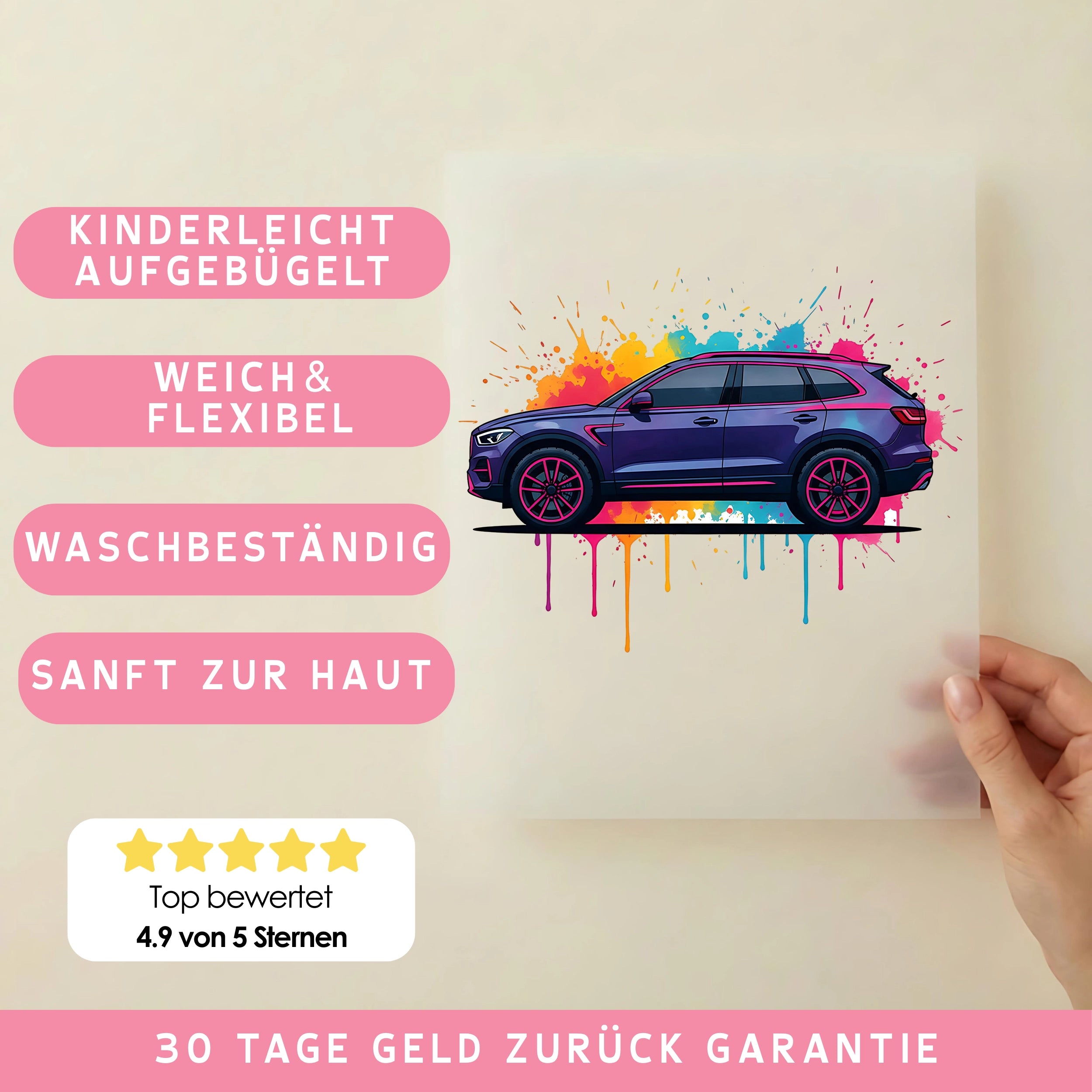 Bügelbild Splash Auto